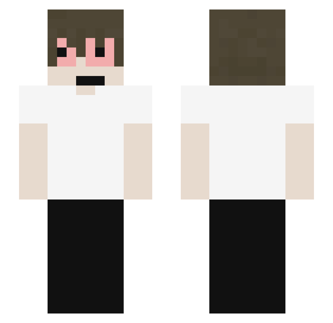pluggeddma Minecraft skin, front and back view