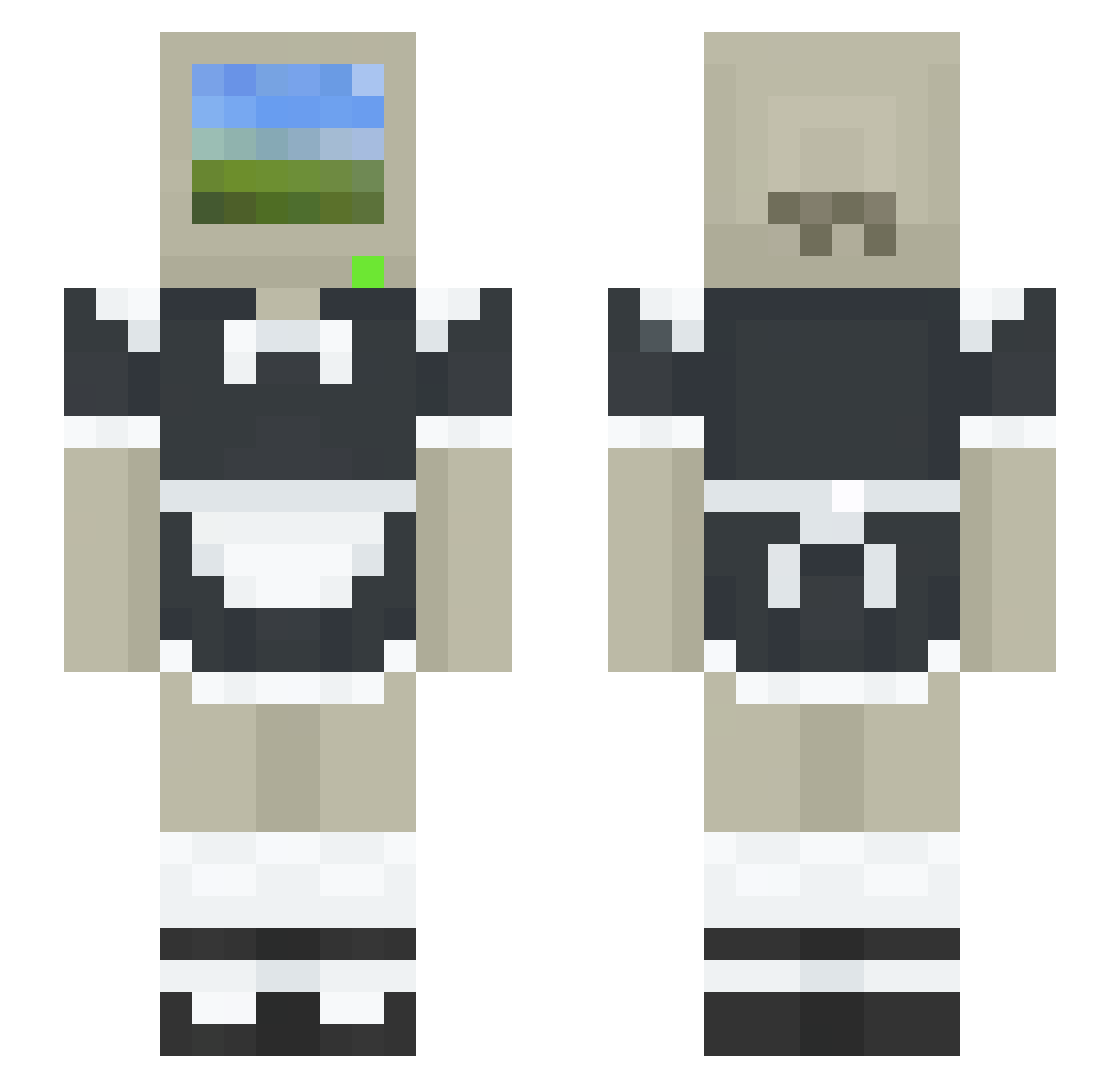Nuniq Minecraft skin, front and back view