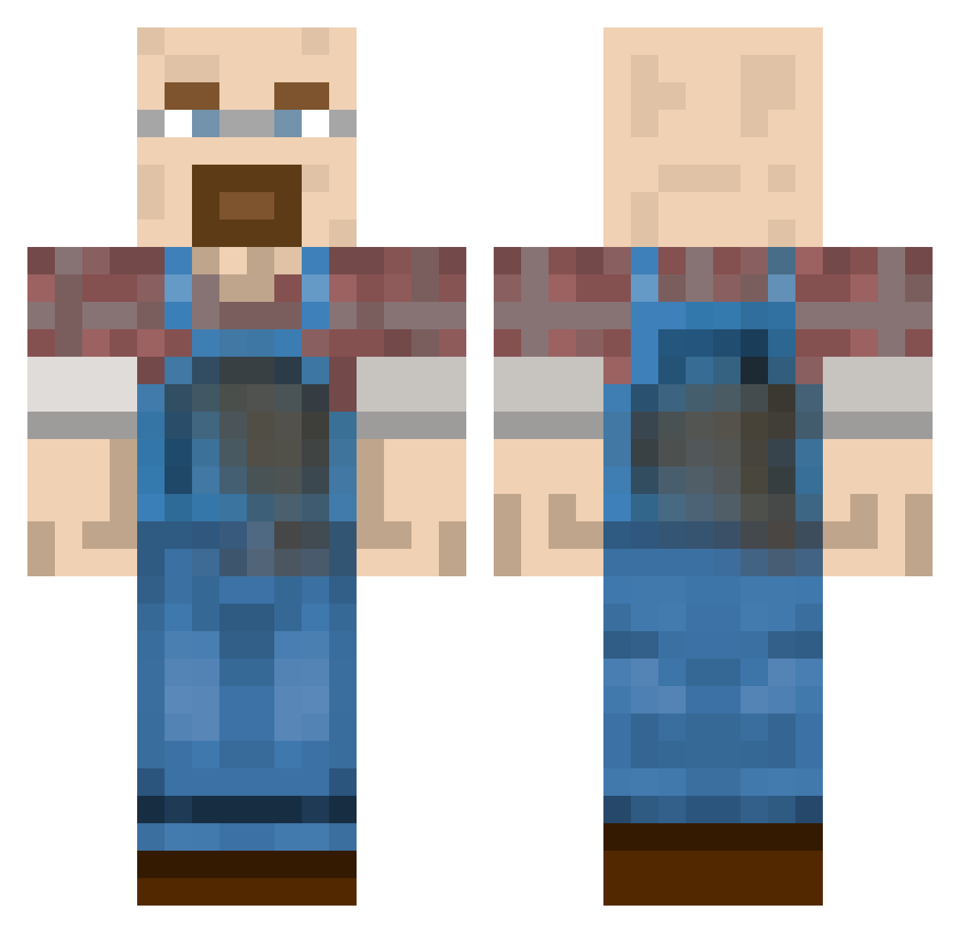Walter_Wheat Minecraft skin, front and back view