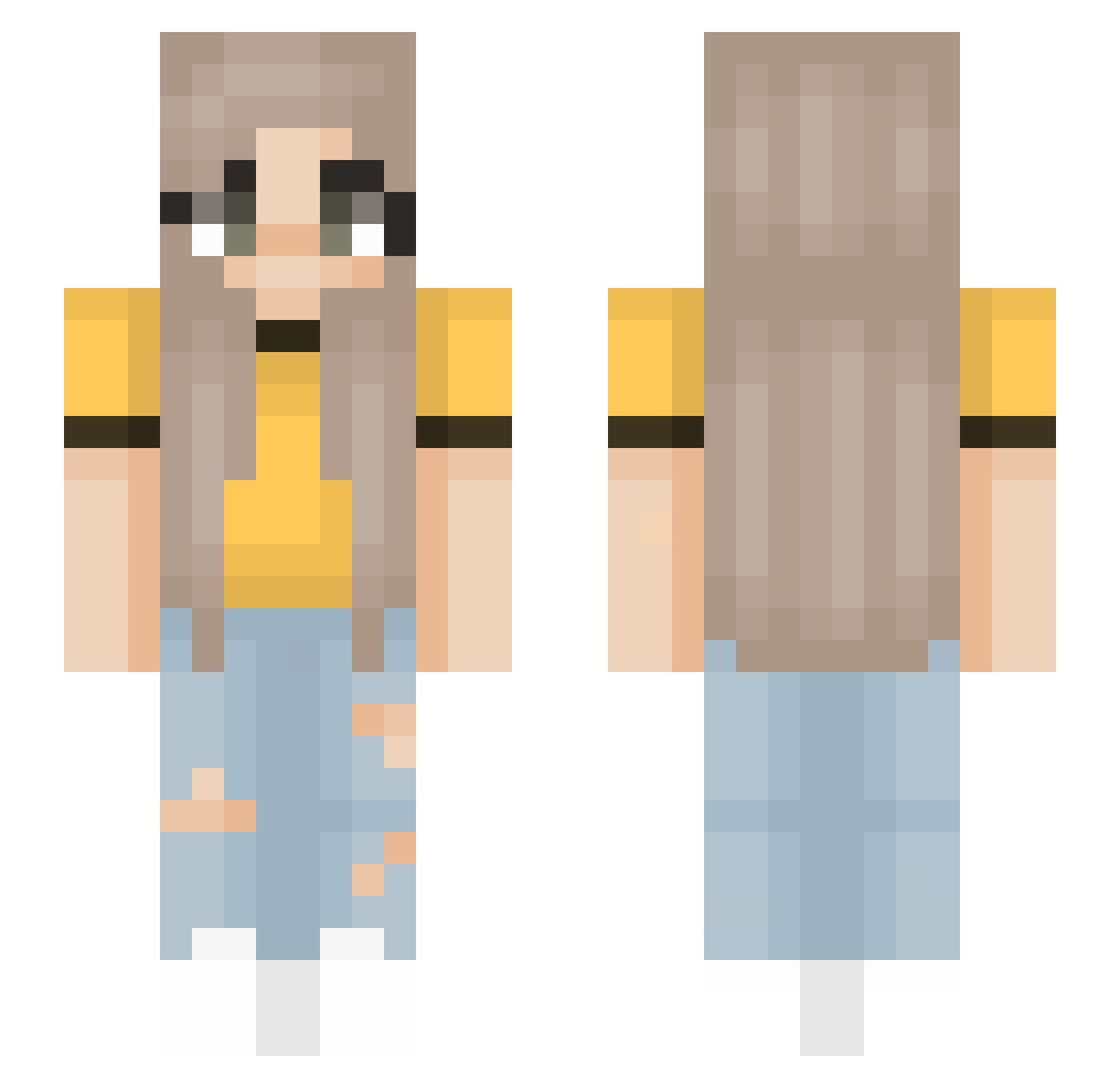 Suspensive Minecraft skin, front and back view