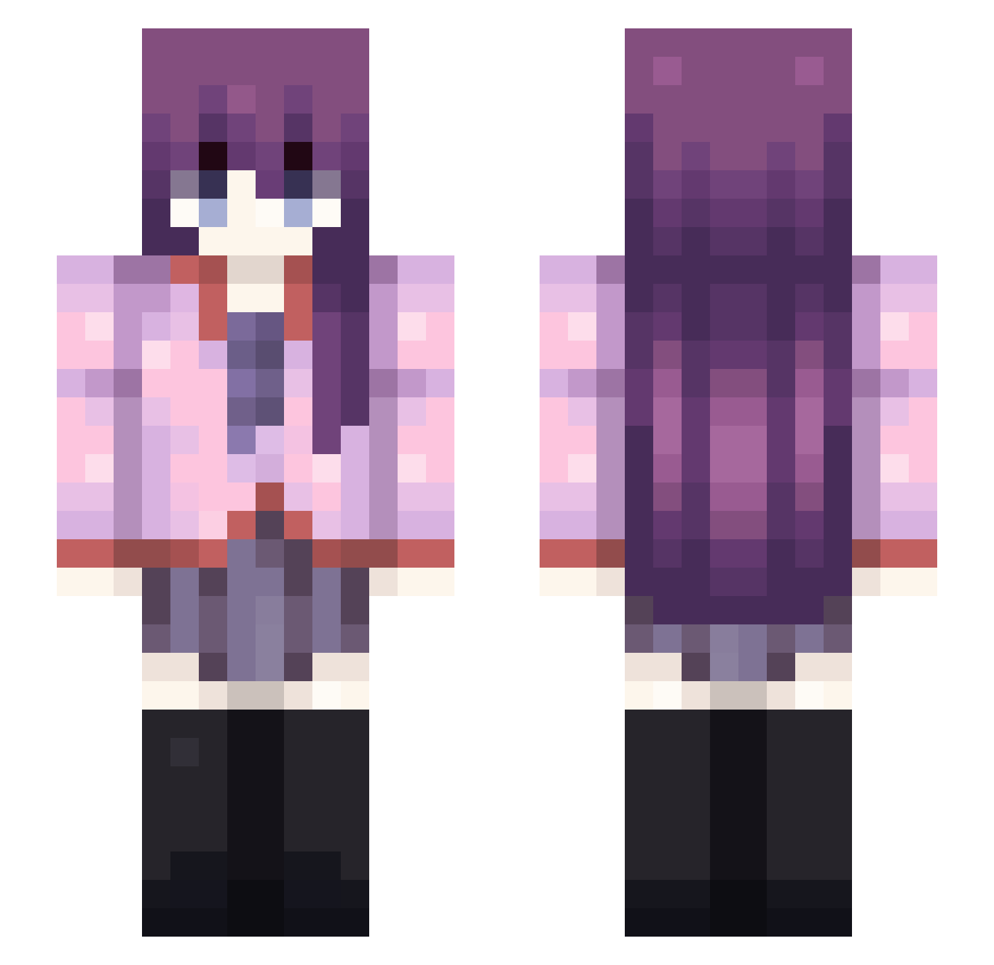 Aigase Minecraft skin, front and back view