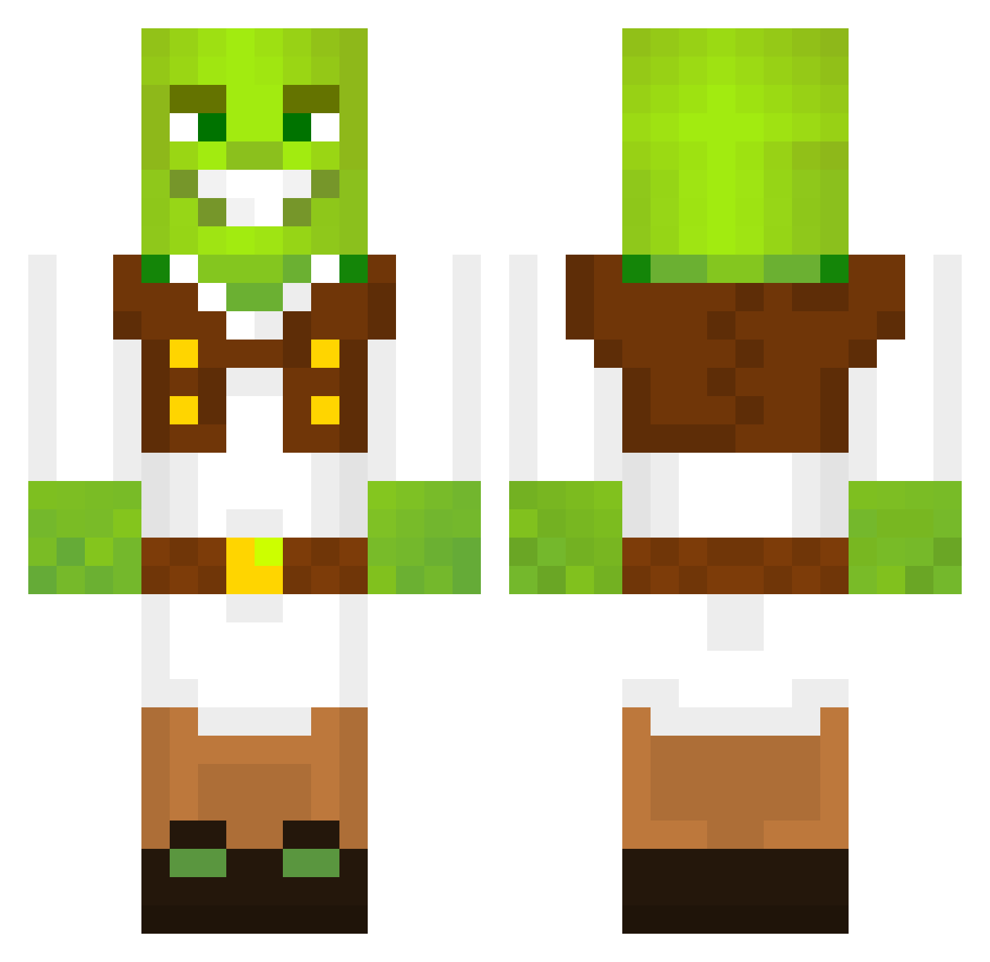 Gobbet Minecraft skin, front and back view