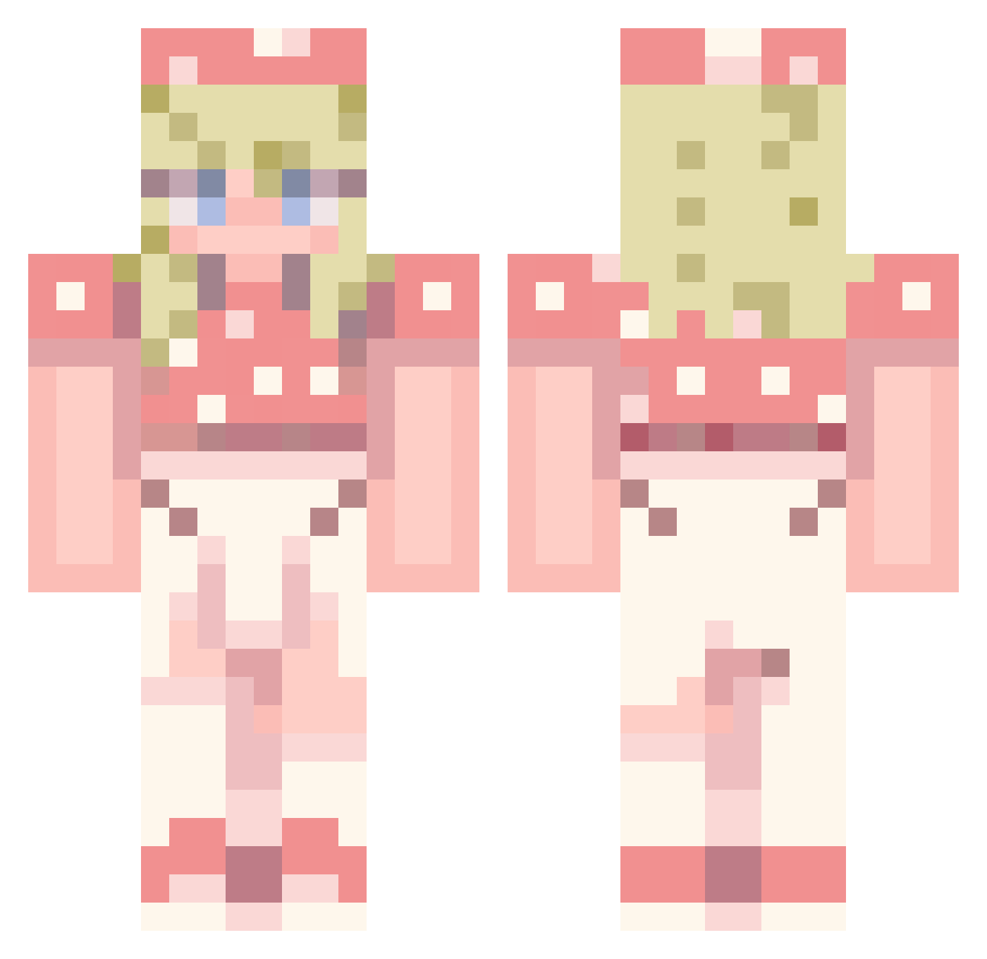qtCorn Minecraft skin, front and back view