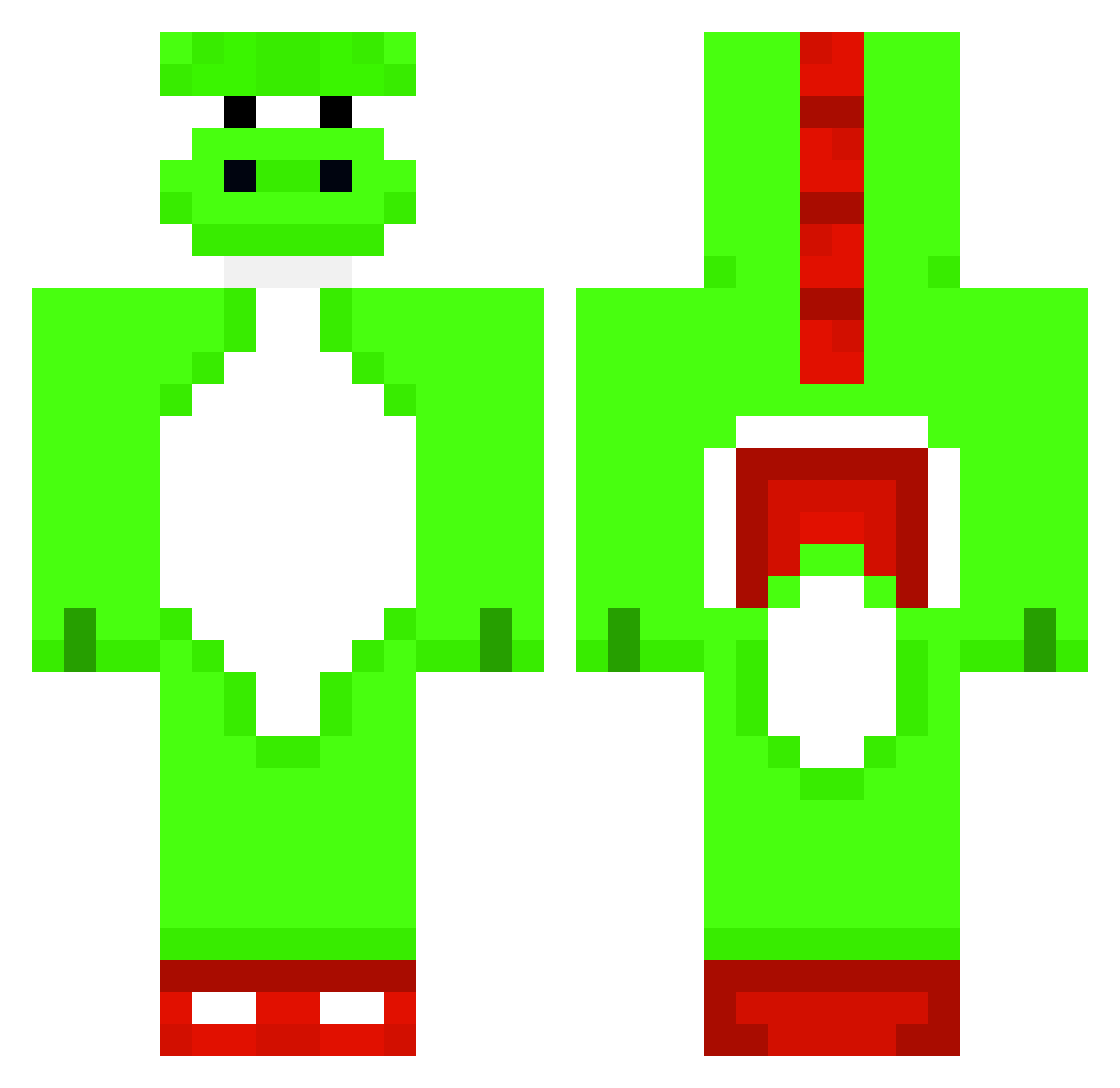 IceMiloDino Minecraft skin, front and back view