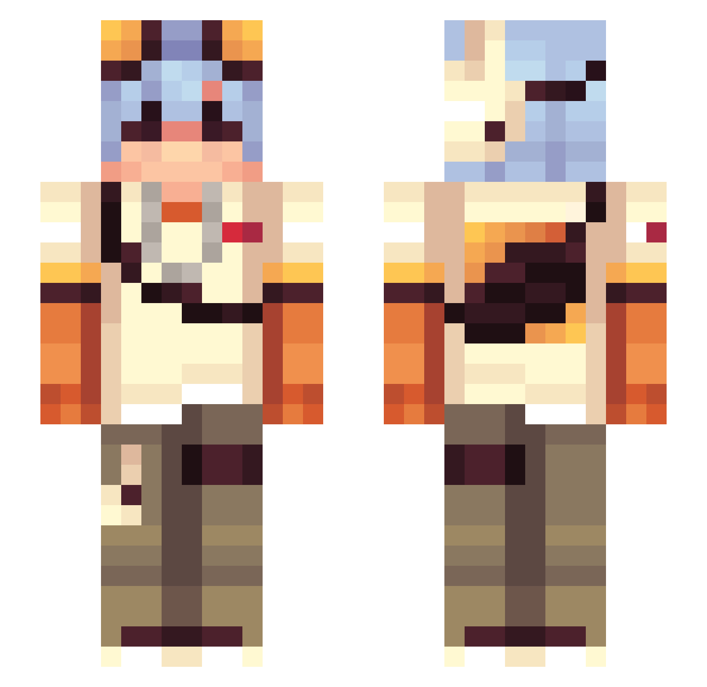 Sigmis Minecraft skin, front and back view