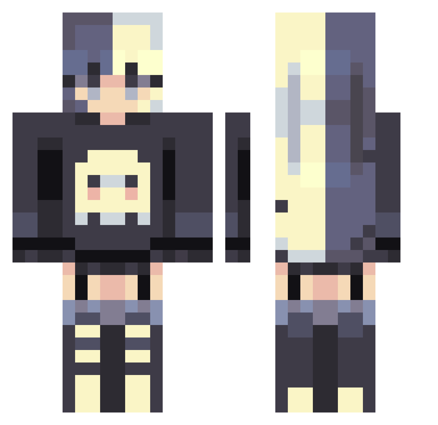Zarita68 Minecraft skin, front and back view