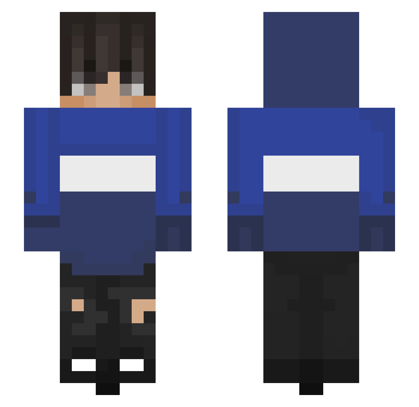 Umiku_x Minecraft skin, front and back view