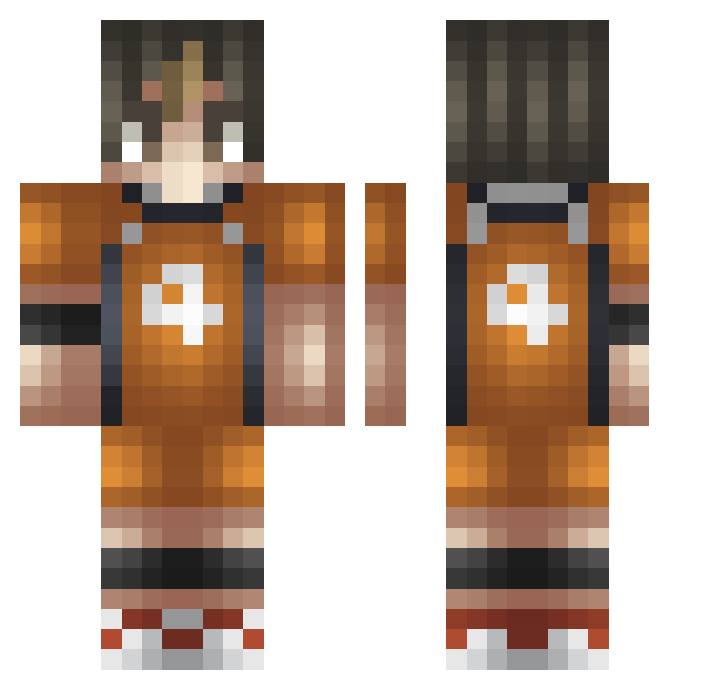 VookYT Minecraft skin, front and back view