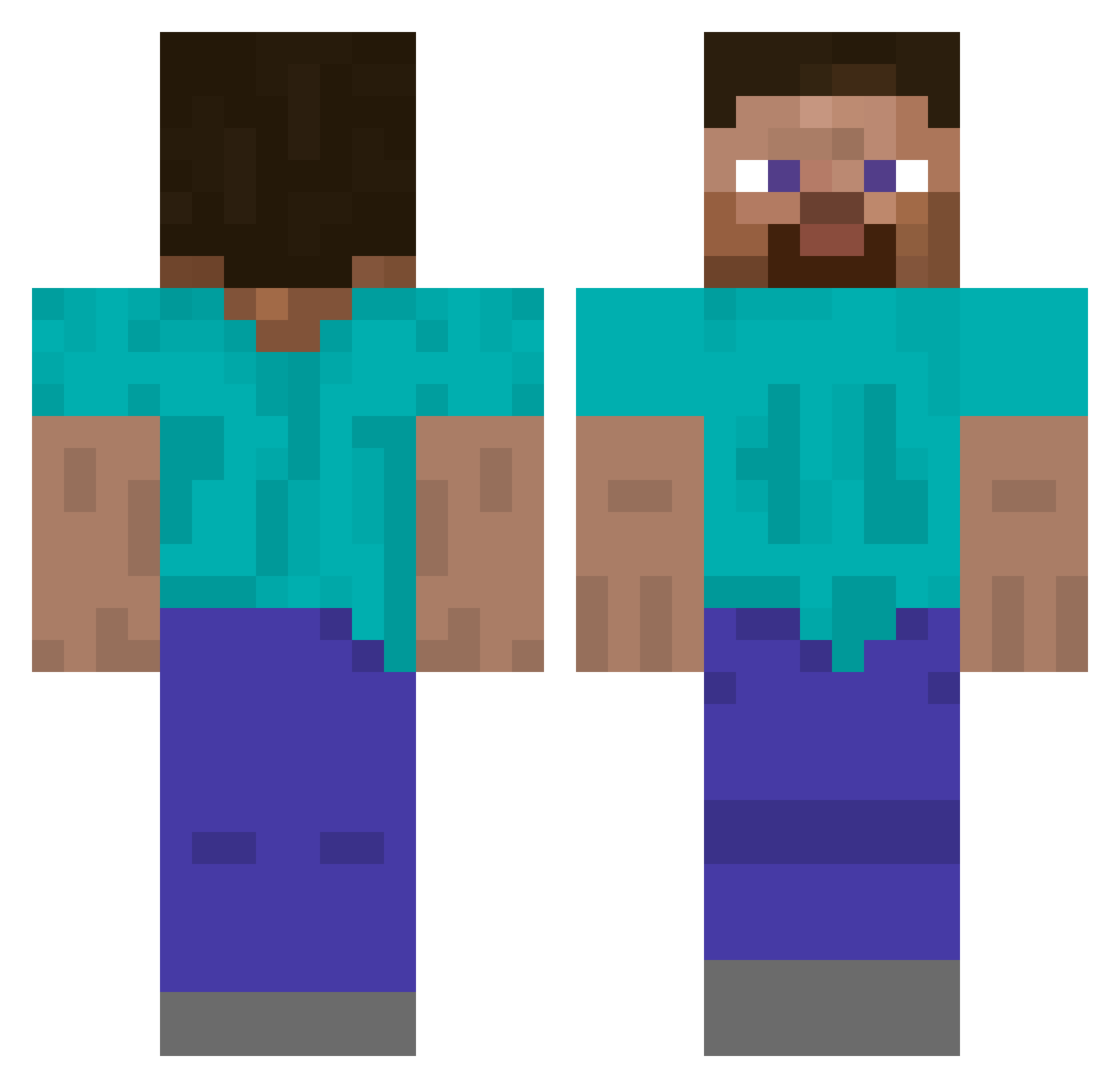 ClaveHA Minecraft skin, front and back view