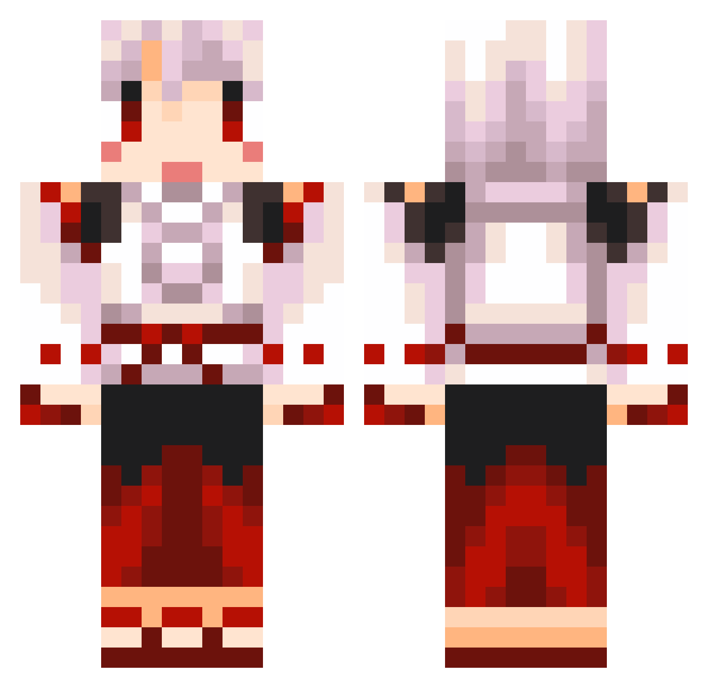 topia Minecraft skin, front and back view