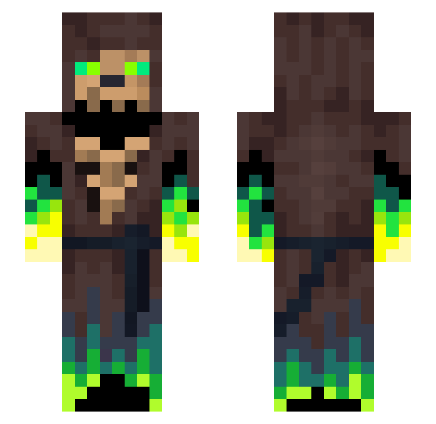 MWKJAK Minecraft skin, front and back view