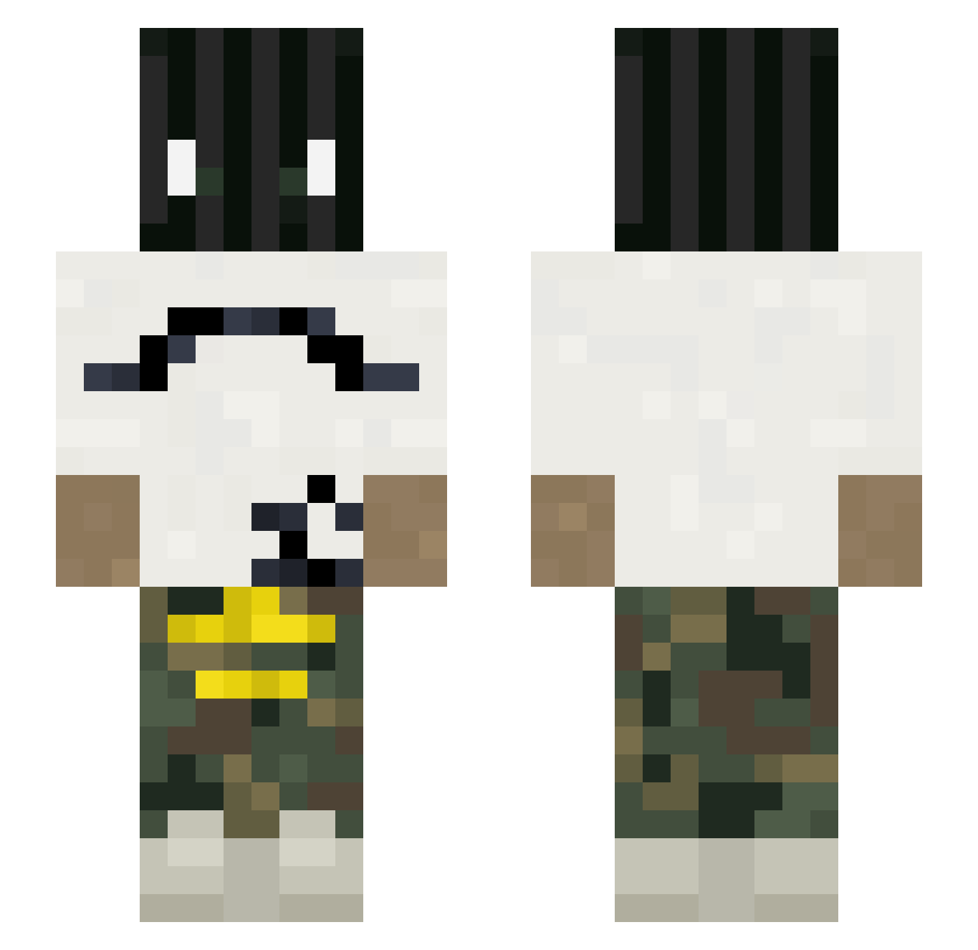 J3vv Minecraft skin, front and back view