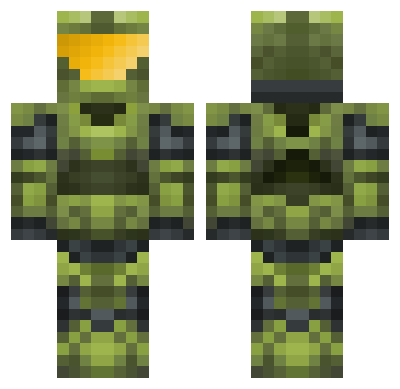 Fact0ry Minecraft skin, front and back view
