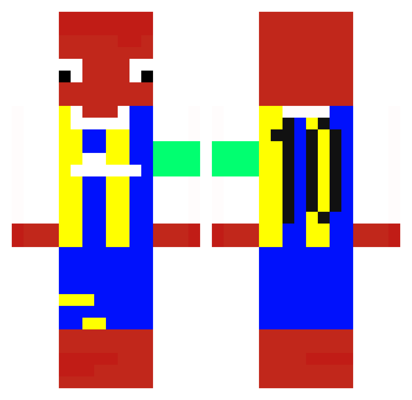 Xafts0 Minecraft skin, front and back view
