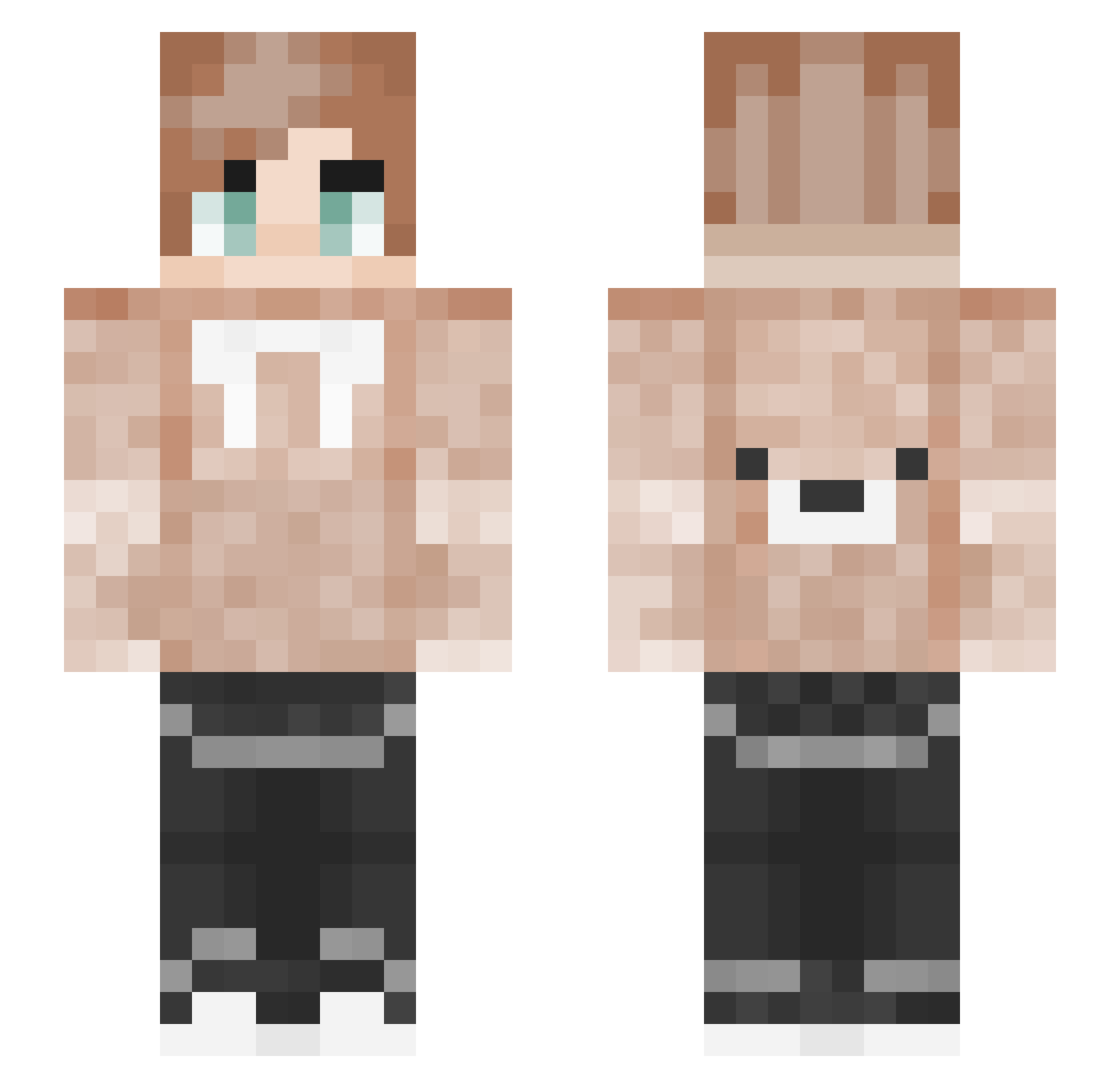 Svixes Minecraft skin, front and back view