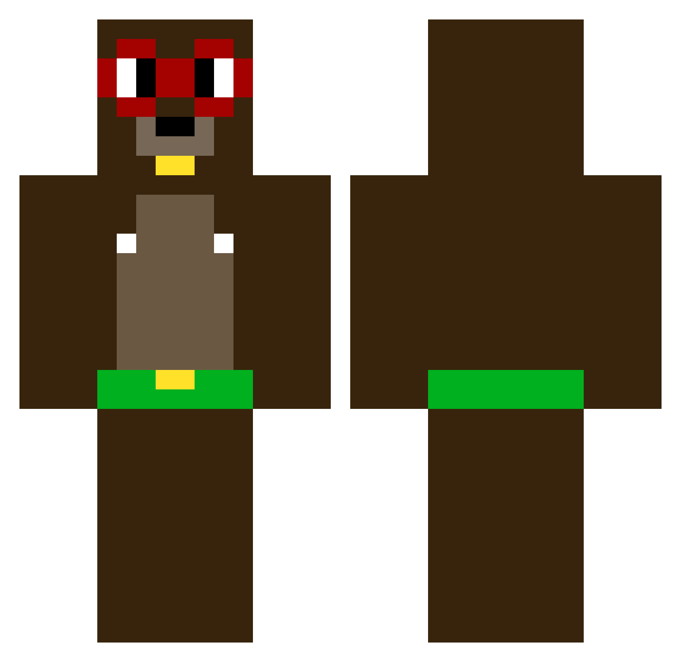 Wossab Minecraft skin, front and back view
