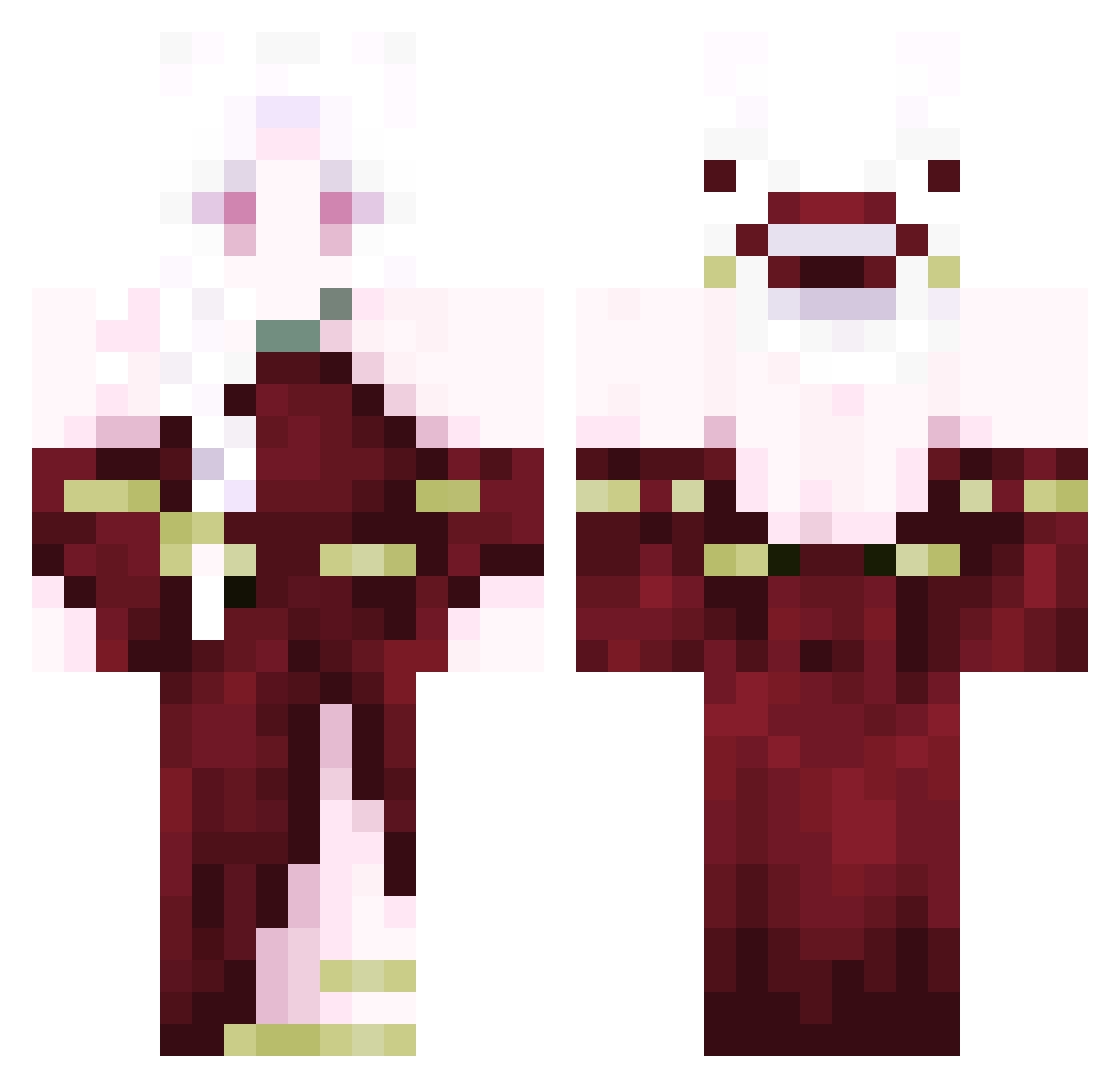 xContomy Minecraft skin, front and back view