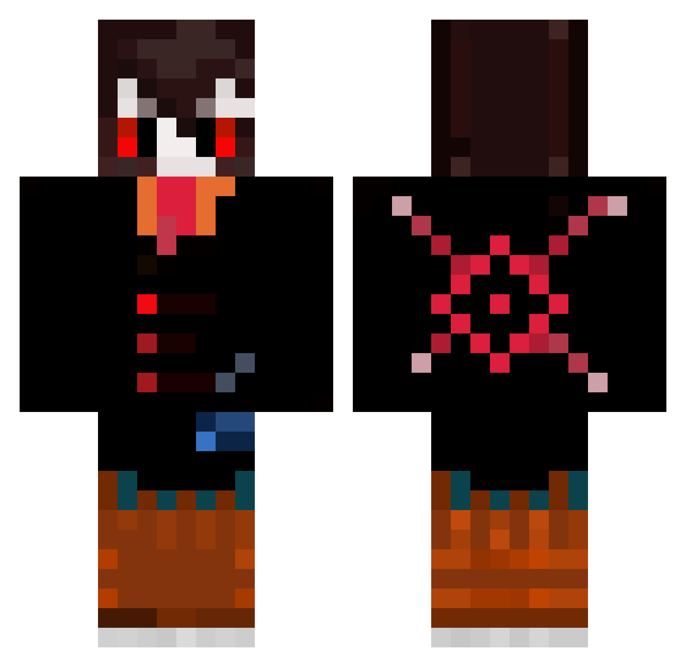 PlutoIsnt Minecraft skin, front and back view