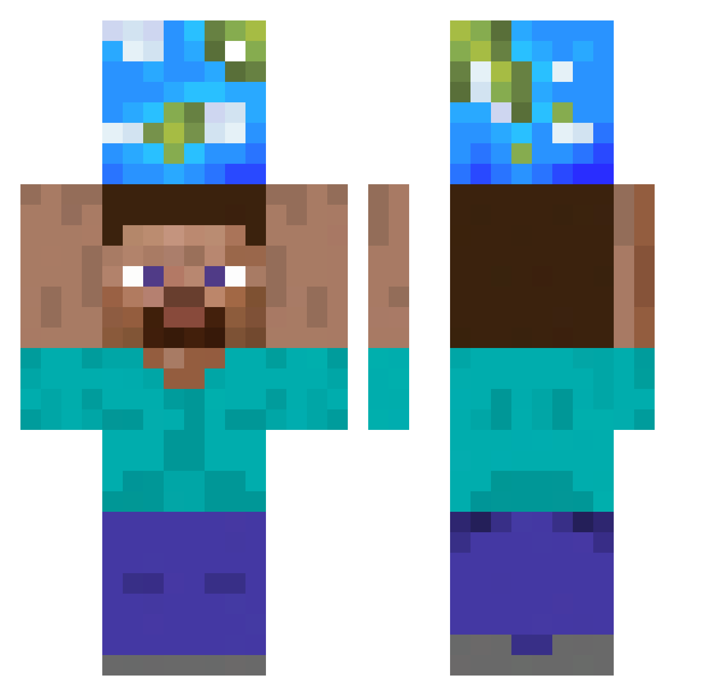 ThibFeu Minecraft skin, front and back view