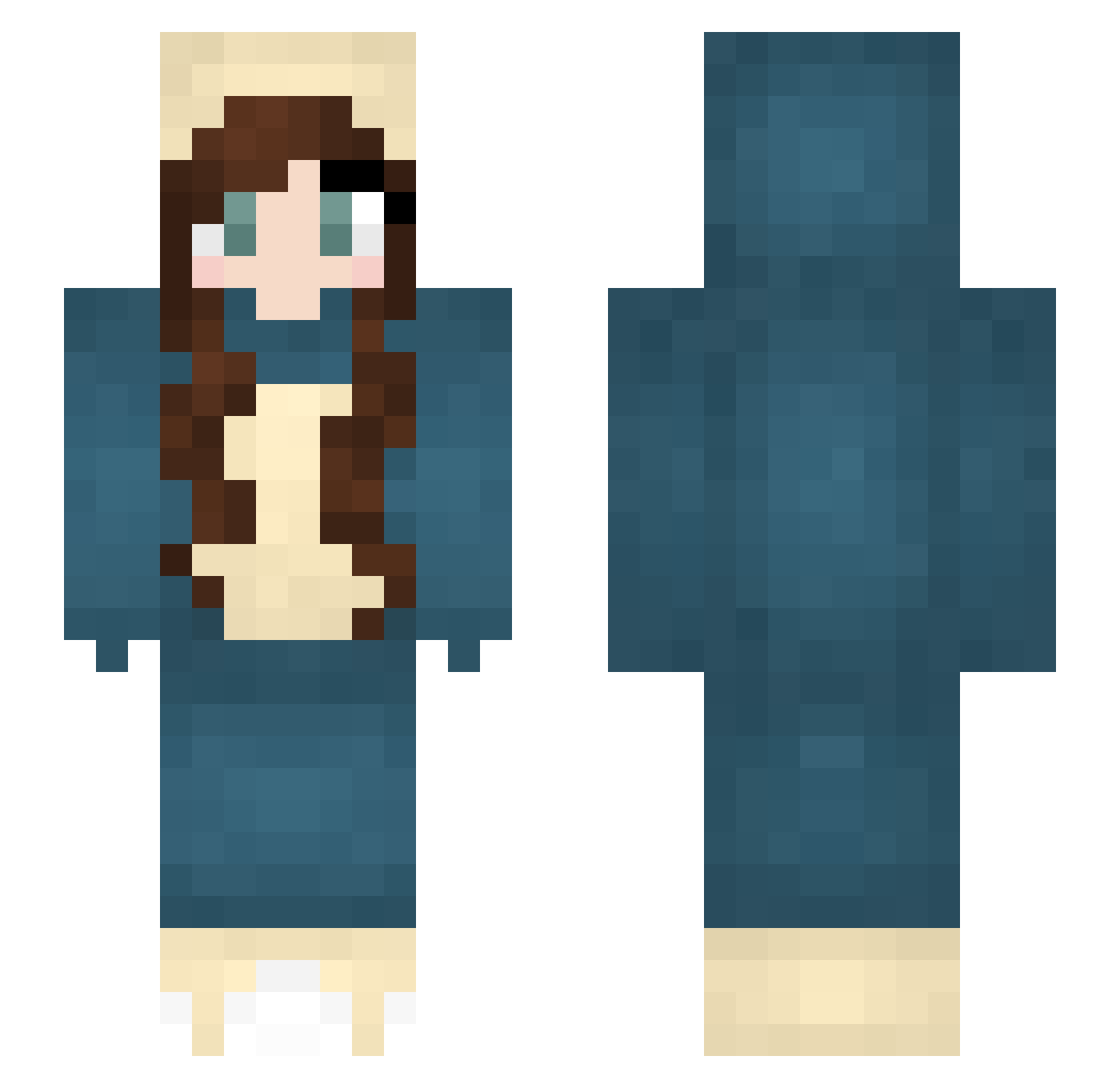 Taciturnity Minecraft skin, front and back view