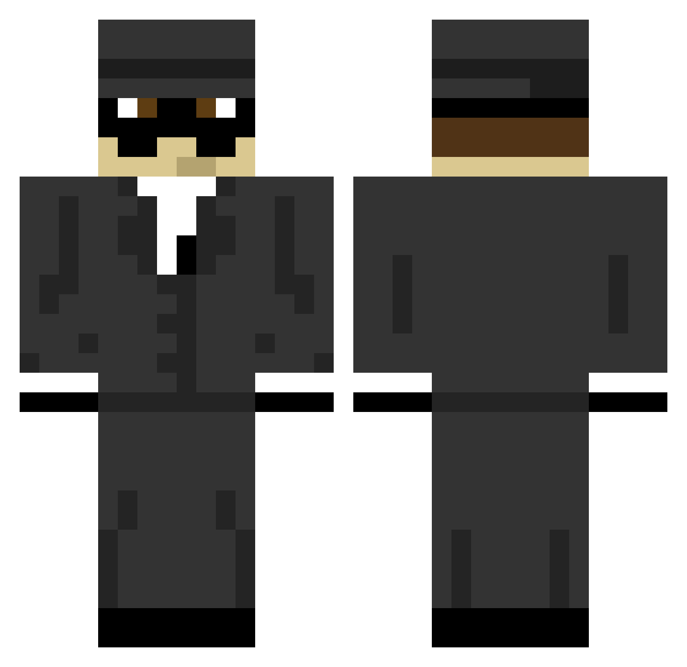 Resistants Minecraft skin, front and back view