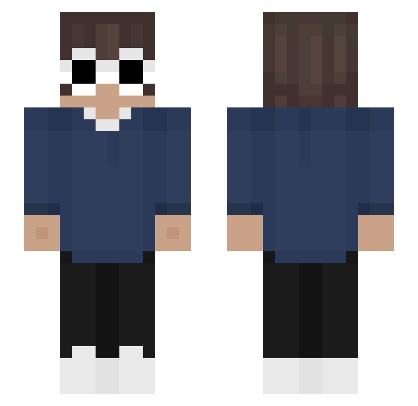 denominated Minecraft skin, front and back view