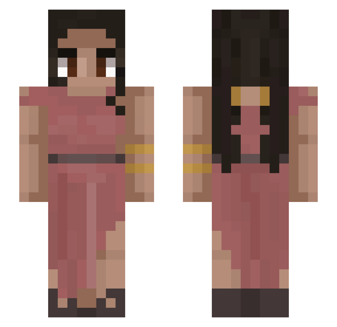 Apiarian Minecraft skin, front and back view