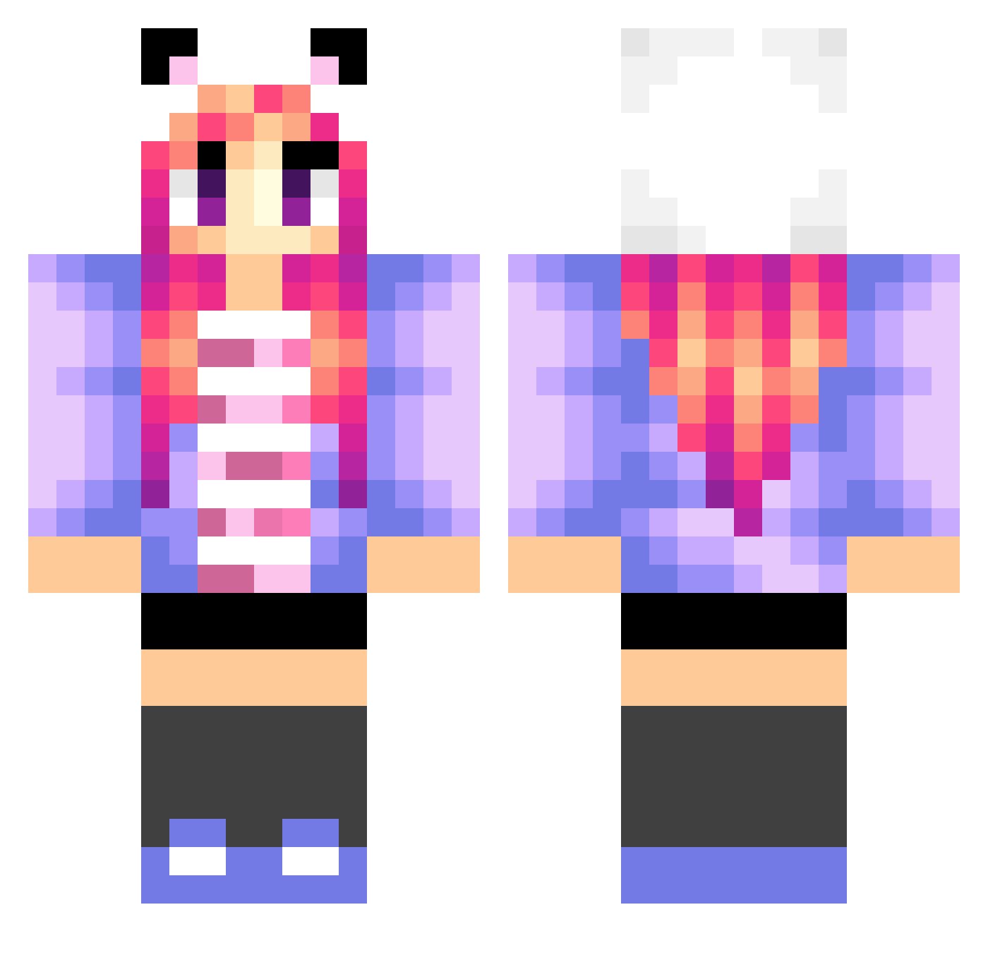 Thickness Minecraft skin, front and back view