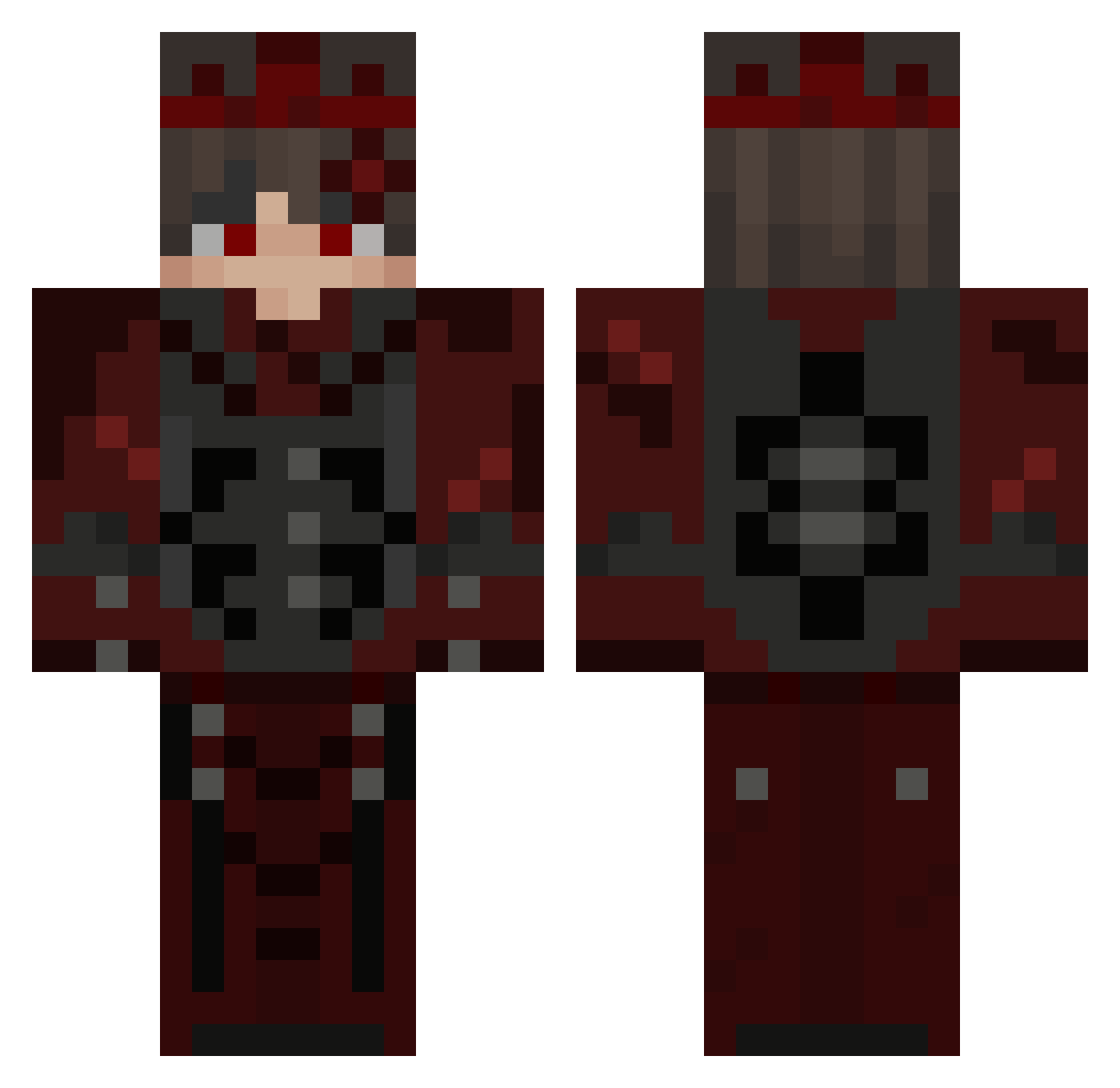 Reduxios Minecraft skin, front and back view
