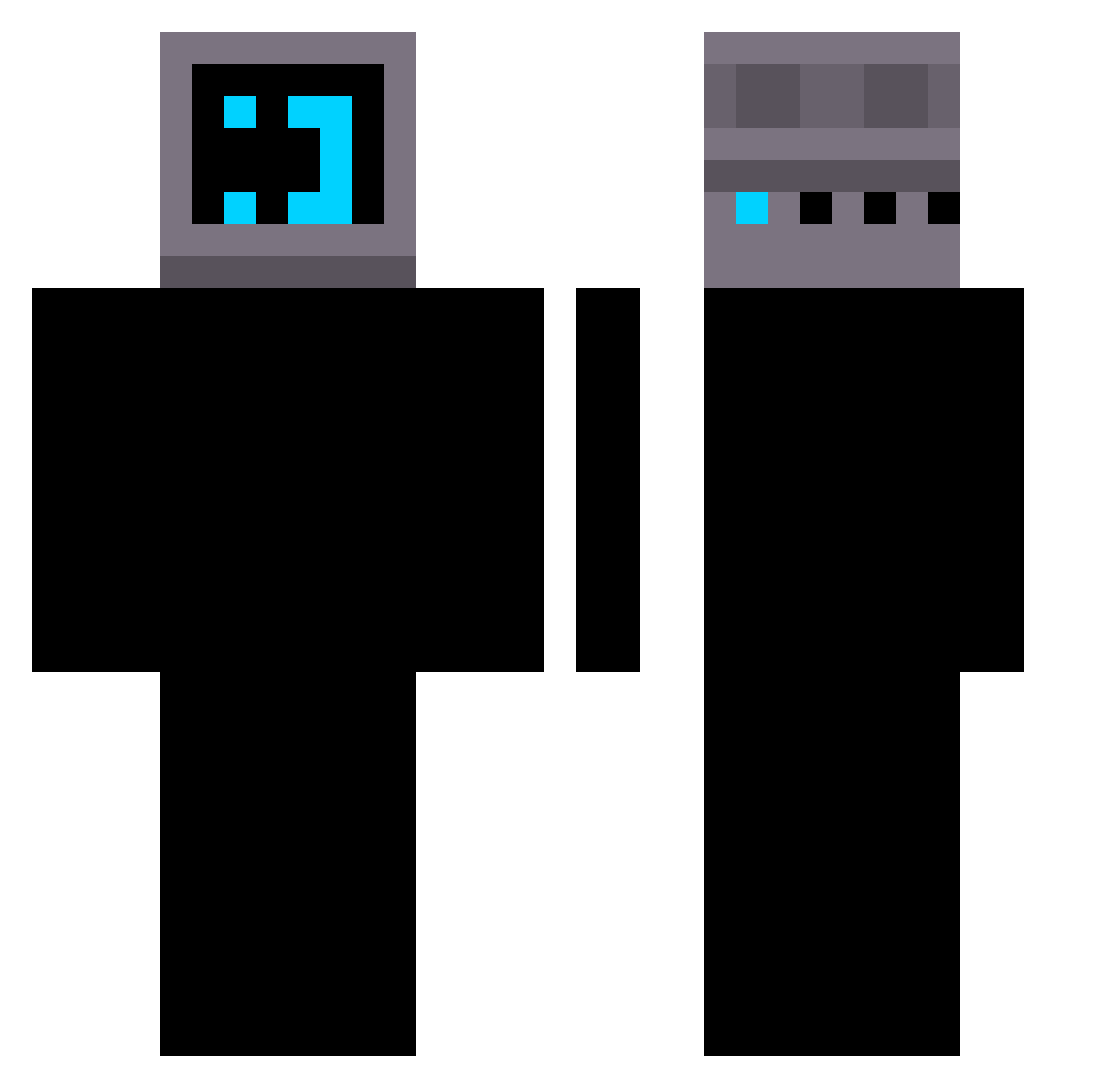 Znlth Minecraft skin, front and back view