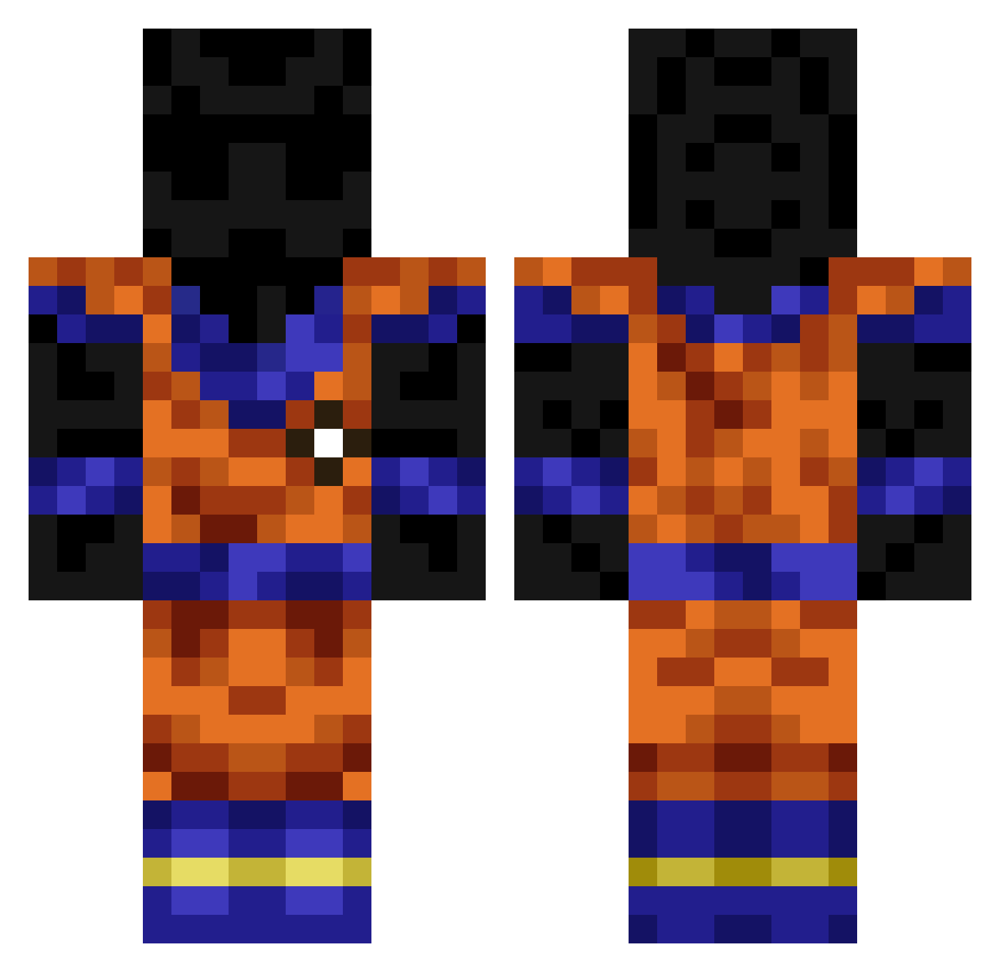 Dawngr Minecraft skin, front and back view