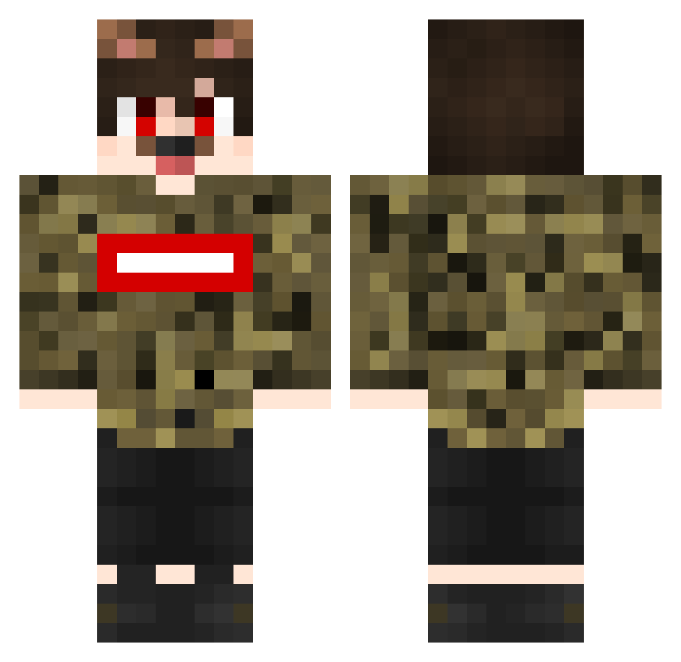 xOminPvP Minecraft skin, front and back view