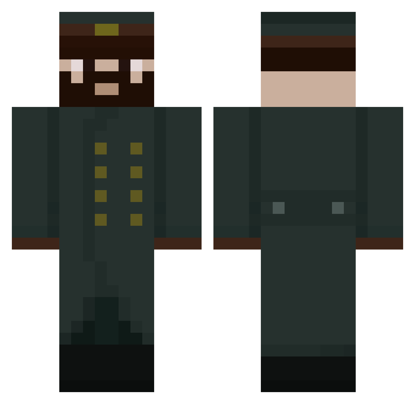 MiikeDE Minecraft skin, front and back view