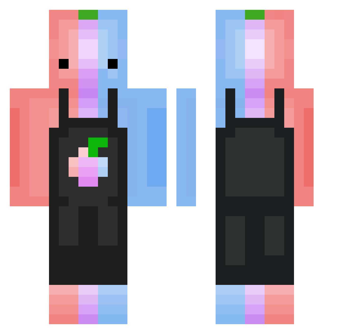 AppleUser101 Minecraft skin, front and back view
