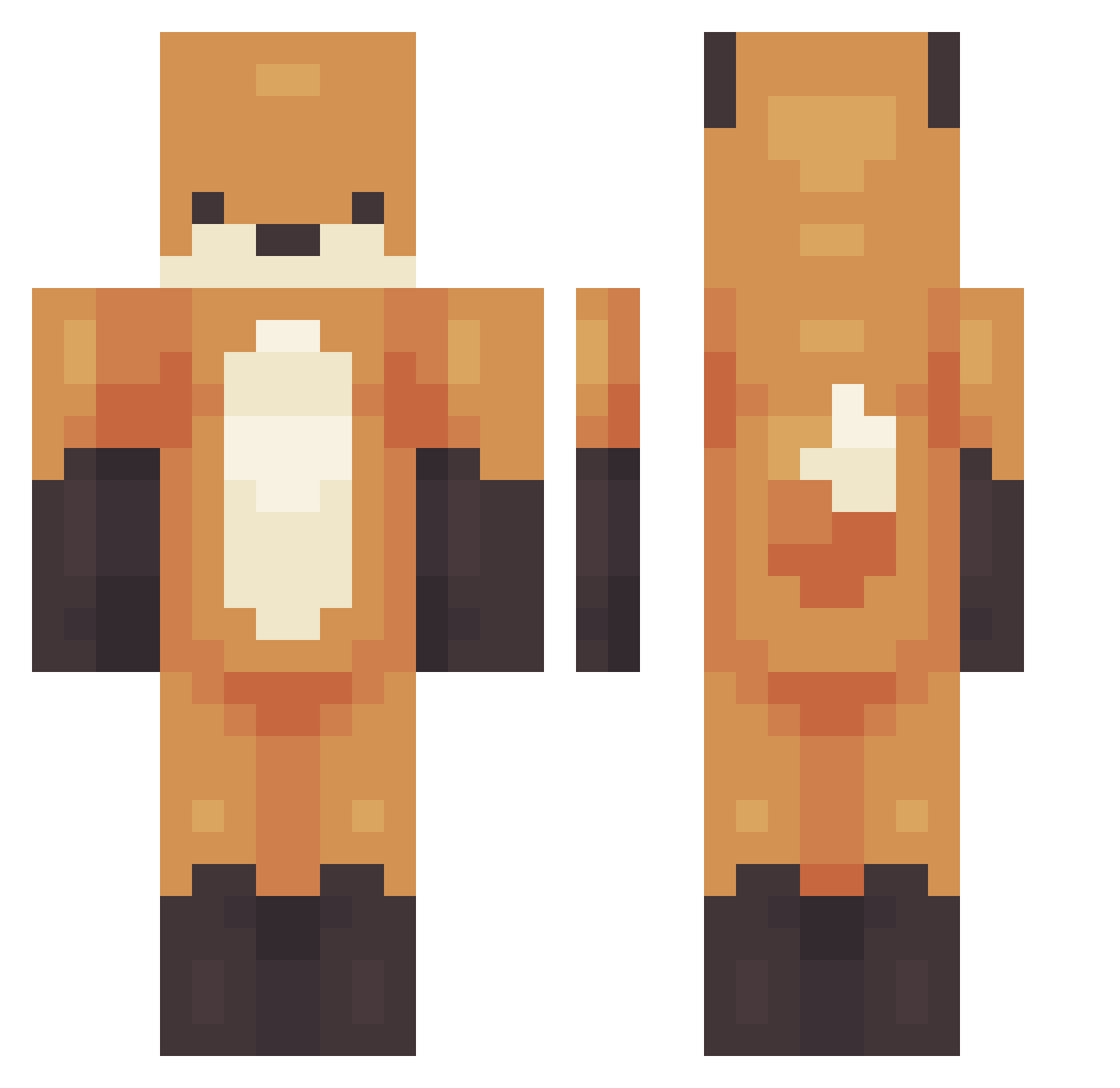 Weeking76 Minecraft skin, front and back view