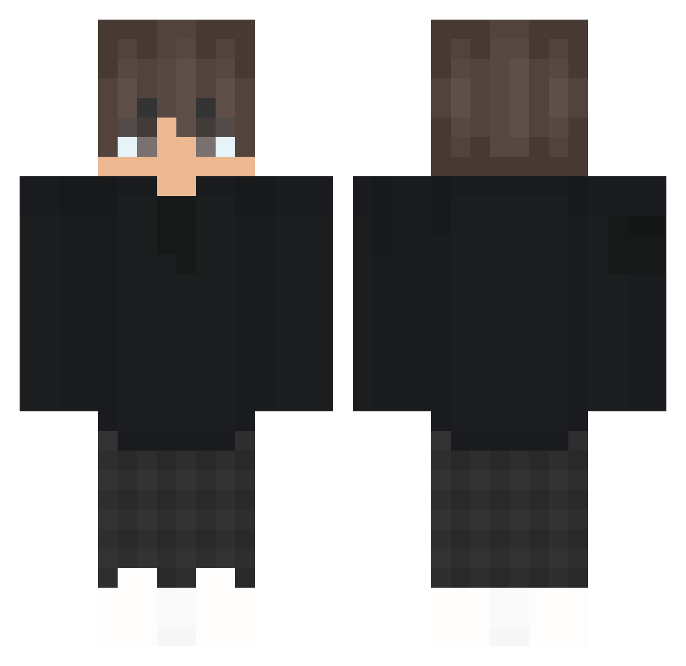 GarbageHacks Minecraft skin, front and back view