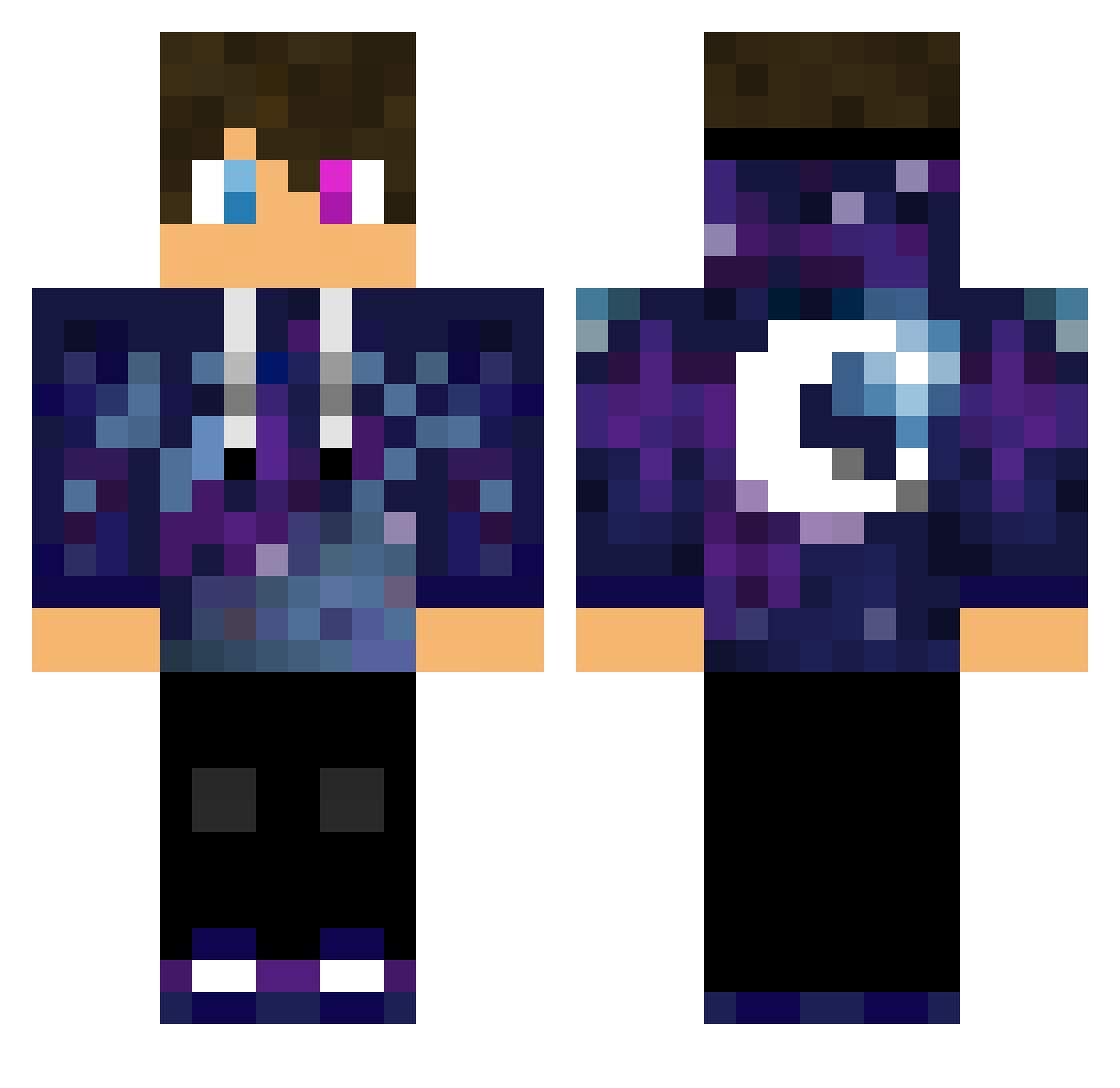 XiroxMC Minecraft skin, front and back view