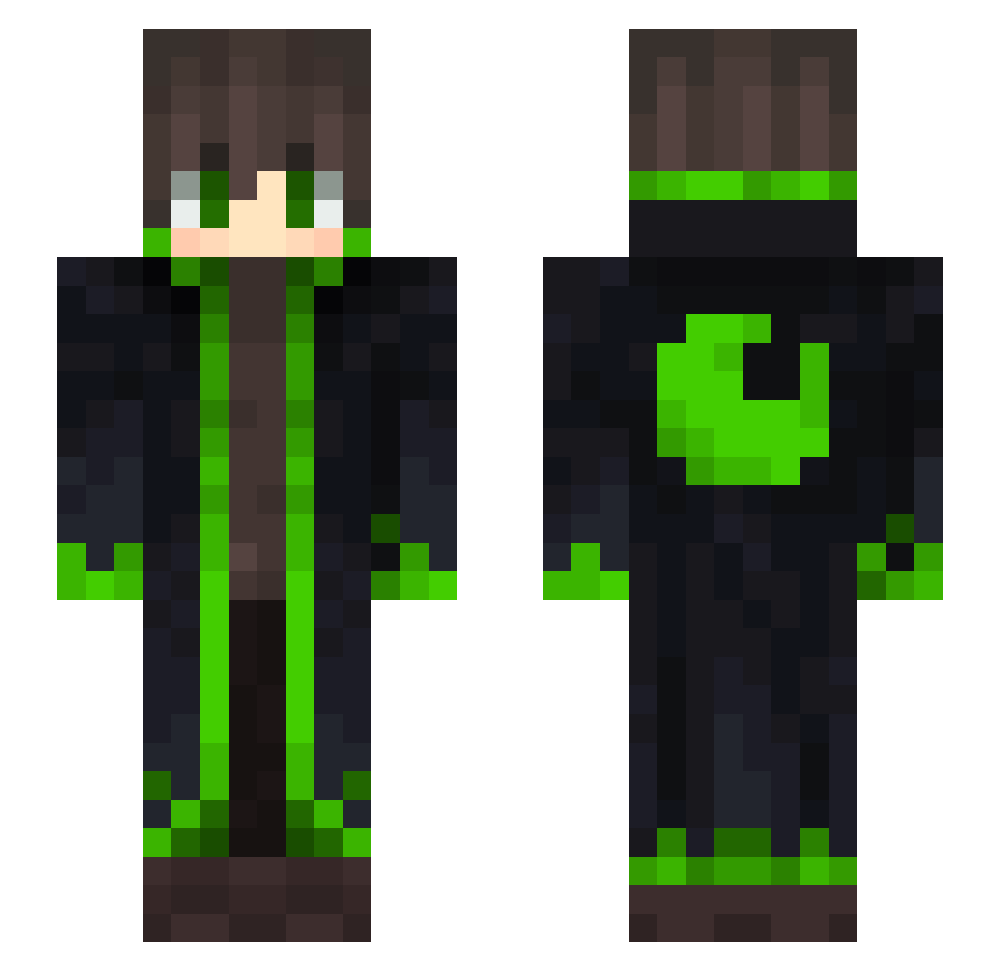 XxCreeperPlaysxX Minecraft skin, front and back view