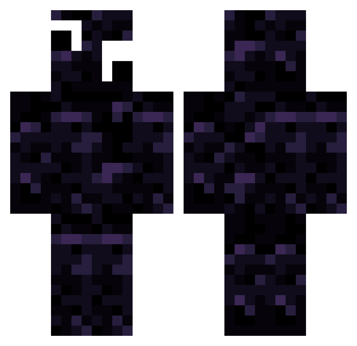 ObsidiansChamber Minecraft skin, front and back view
