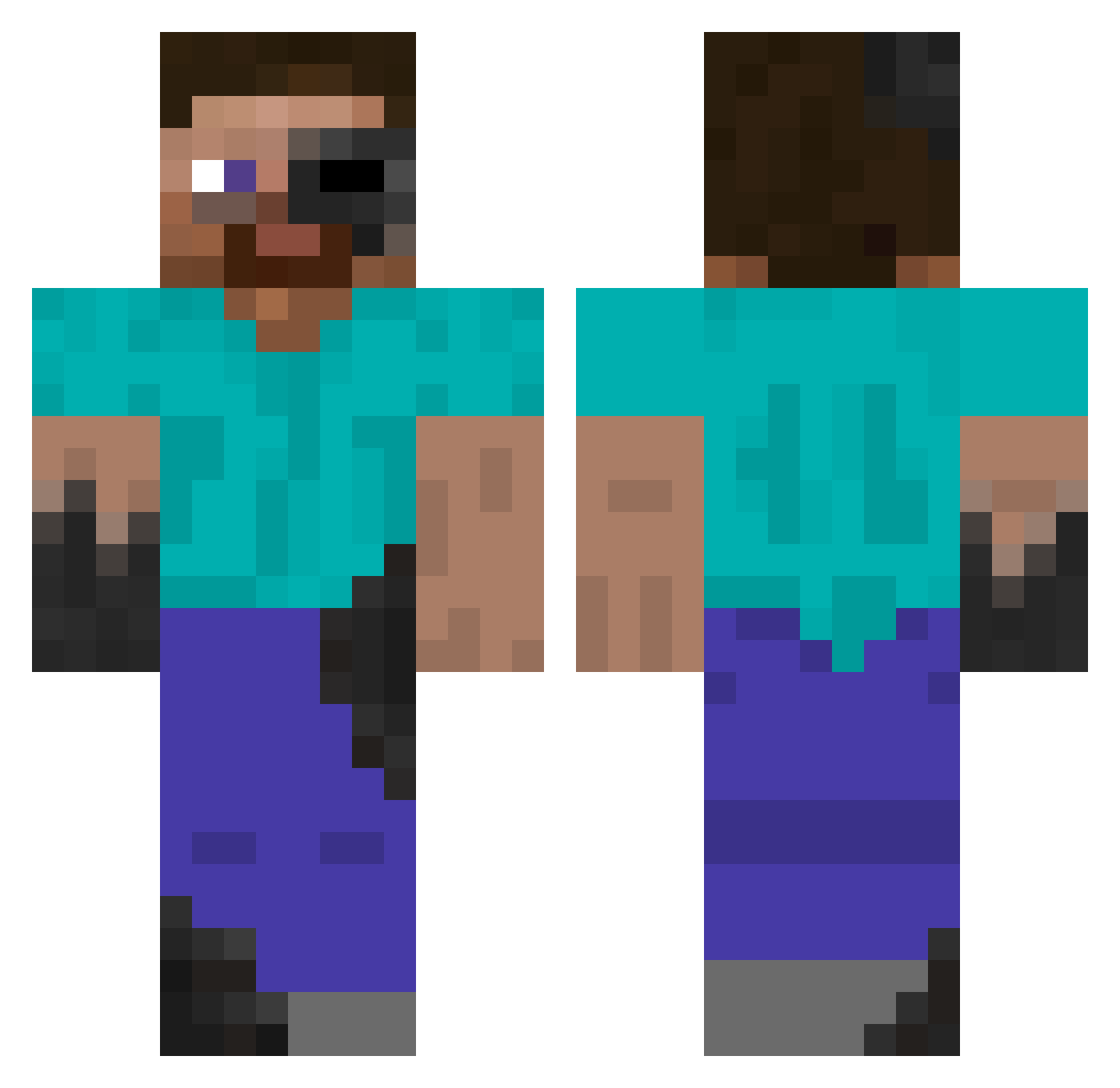 Tet0ro Minecraft skin, front and back view
