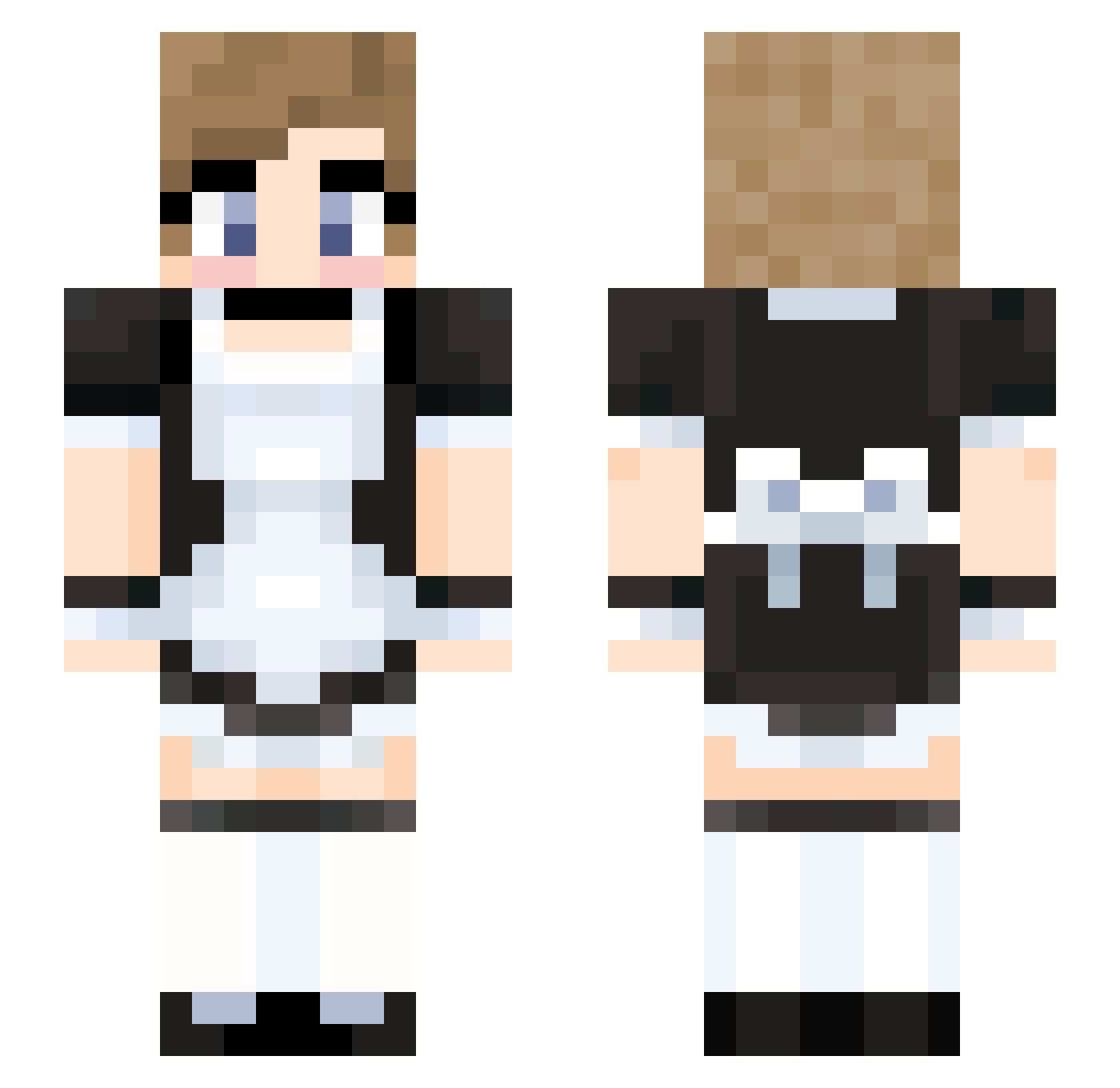 Milchschlange Minecraft skin, front and back view