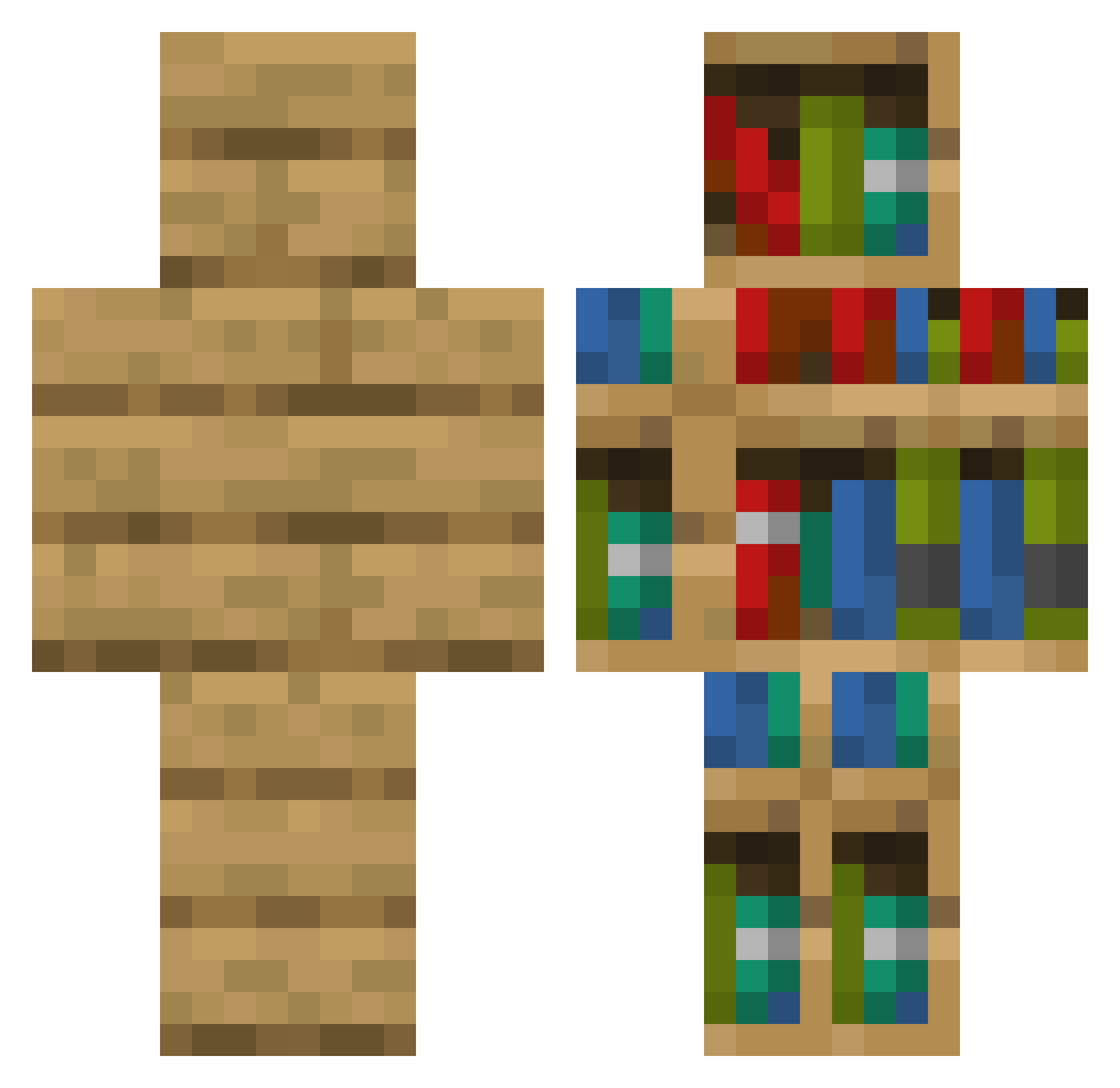 mountainity Minecraft skin, front and back view