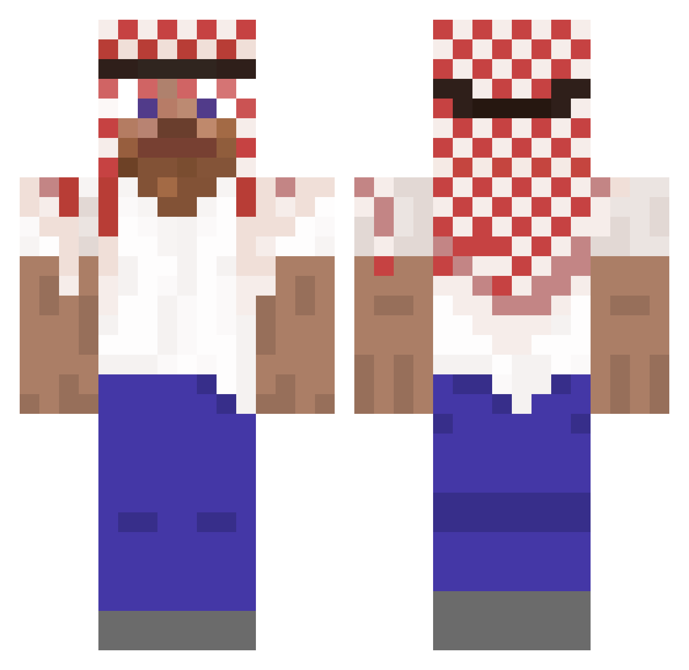 b8sed Minecraft skin, front and back view