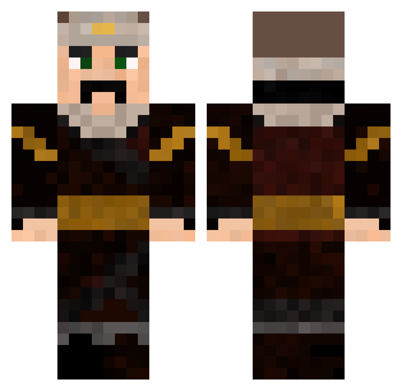 Turkess Minecraft skin, front and back view