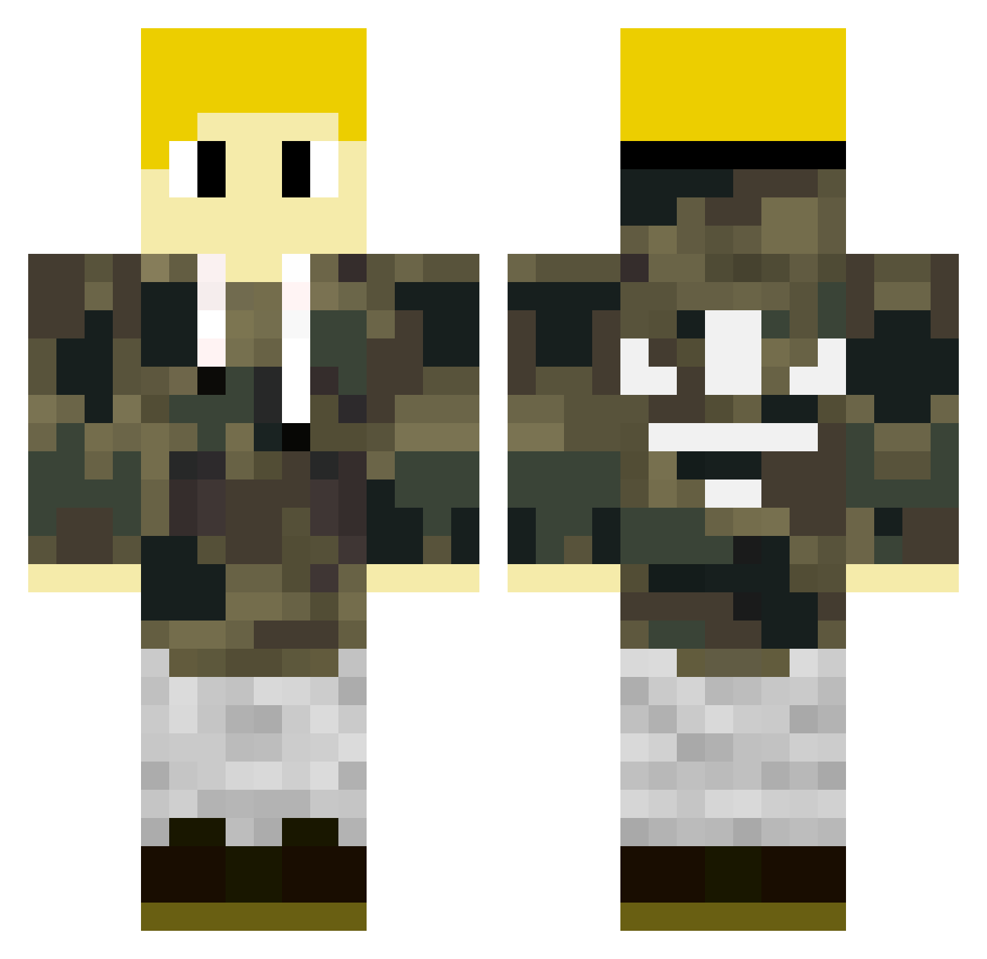 legomp Minecraft skin, front and back view