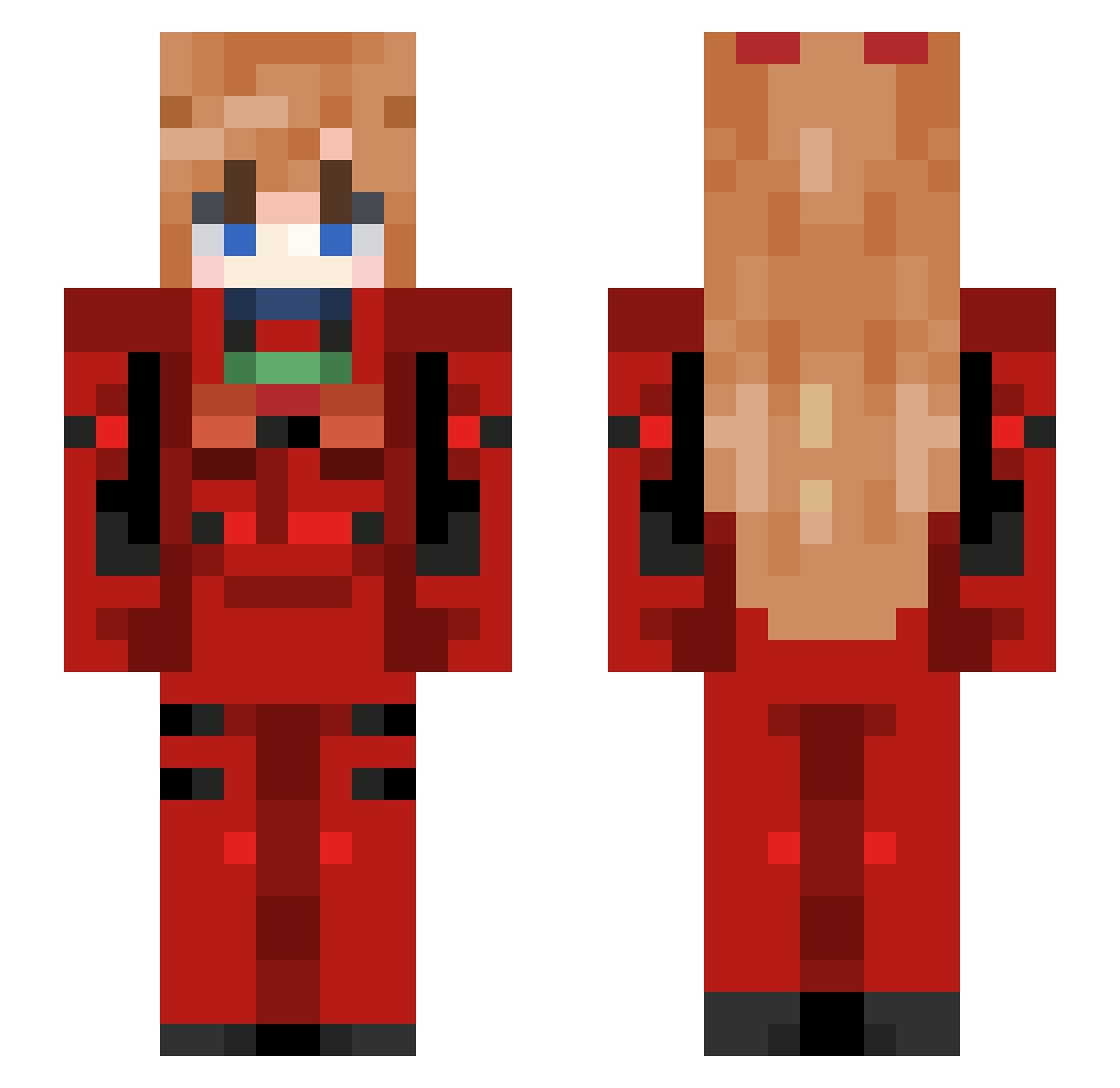 EzyMiner Minecraft skin, front and back view