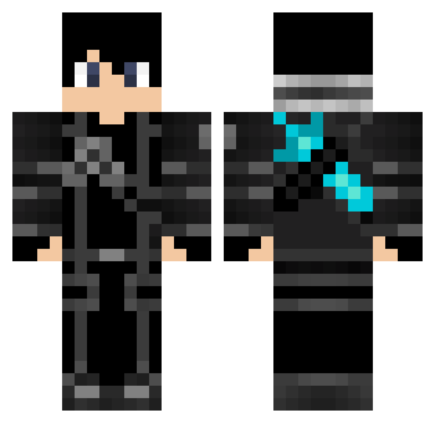 Puuki243 Minecraft skin, front and back view