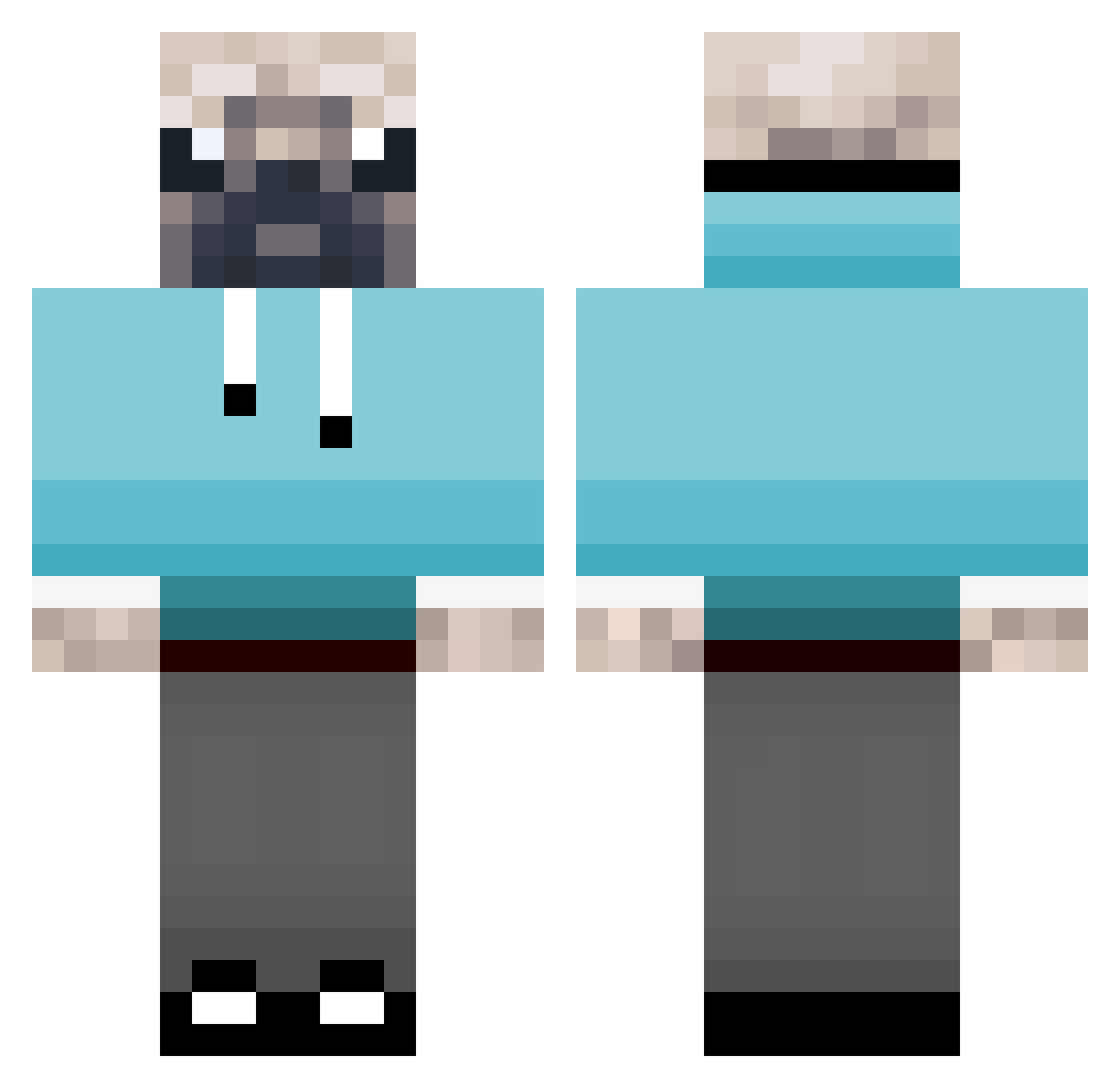 pugal Minecraft skin, front and back view