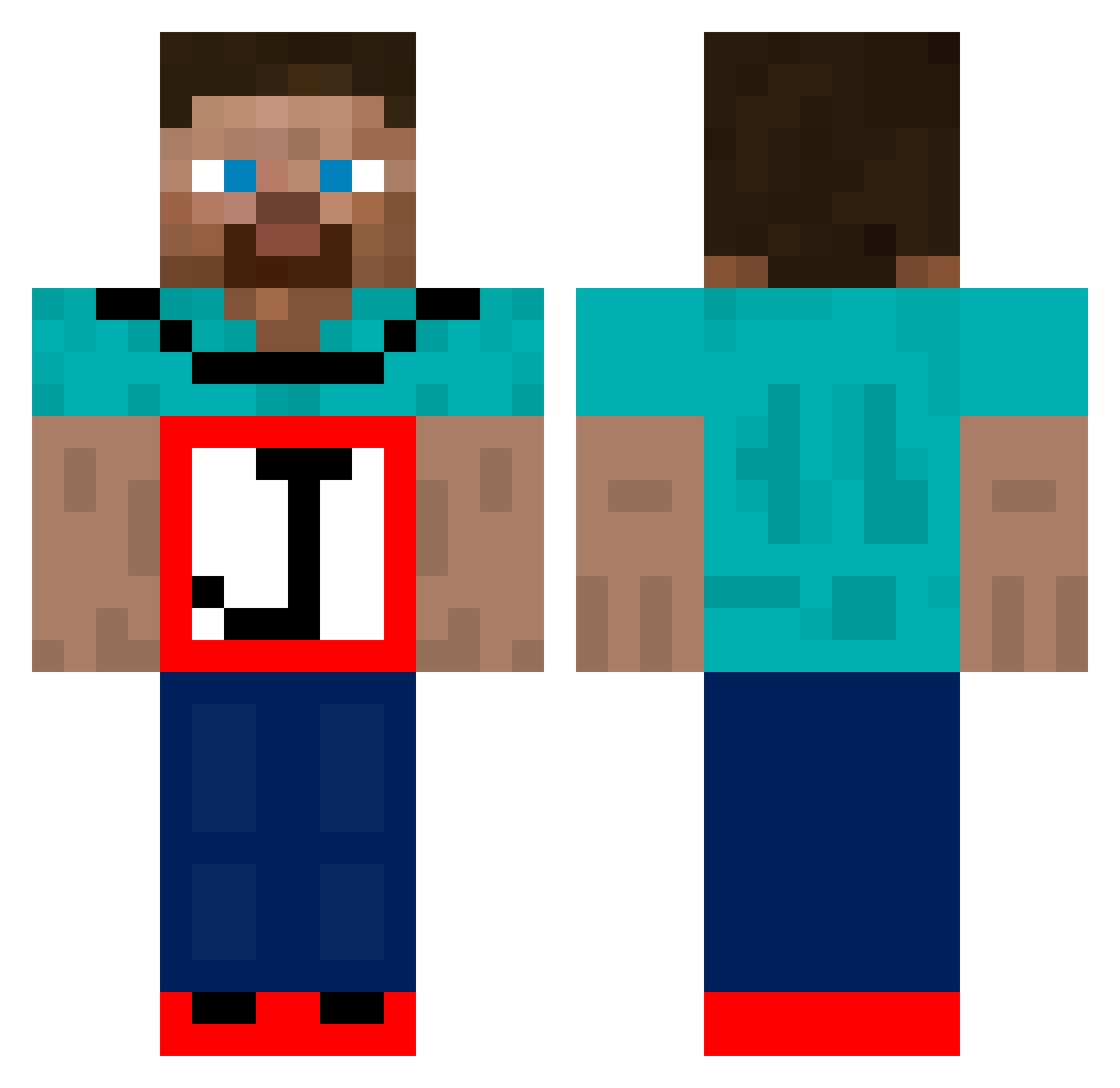 zombie60001 Minecraft skin, front and back view
