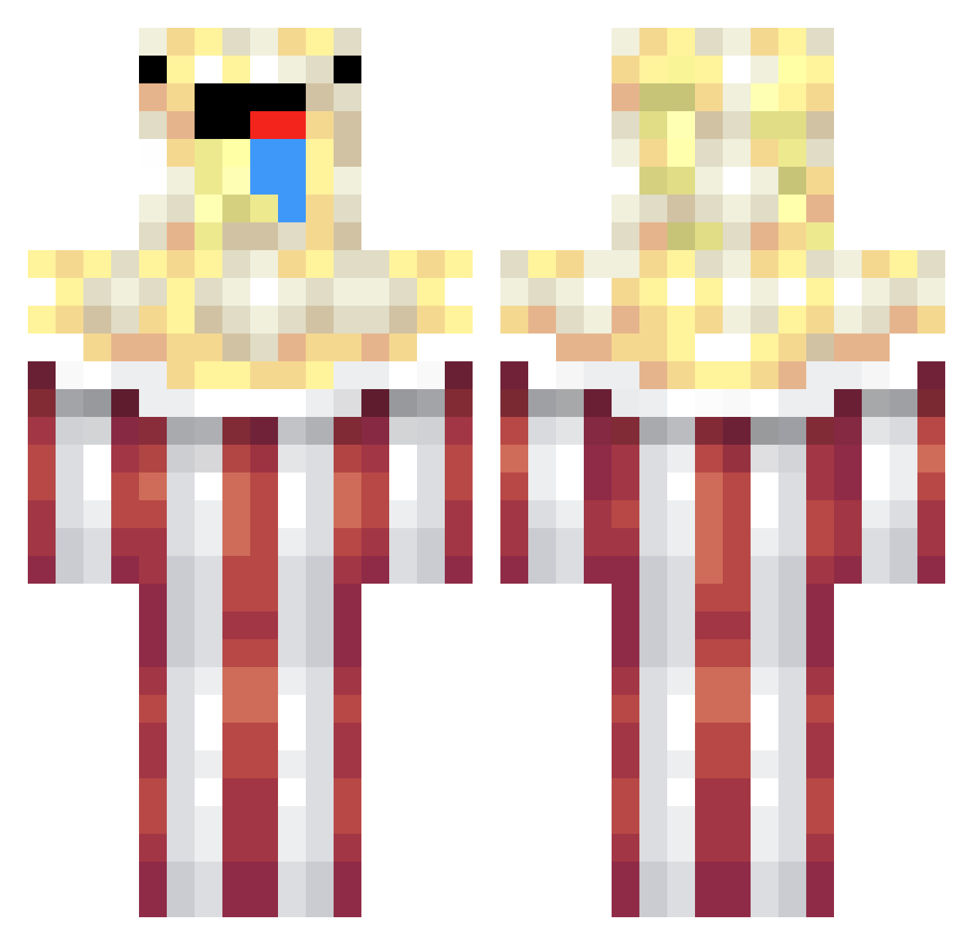 popcornjimmy Minecraft skin, front and back view
